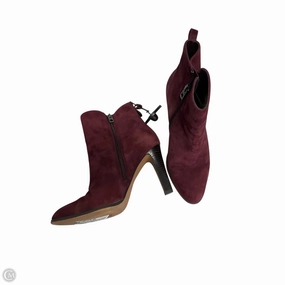 Boots Designer By Coach In Maroon, Size: 8.5 Reinforced toe