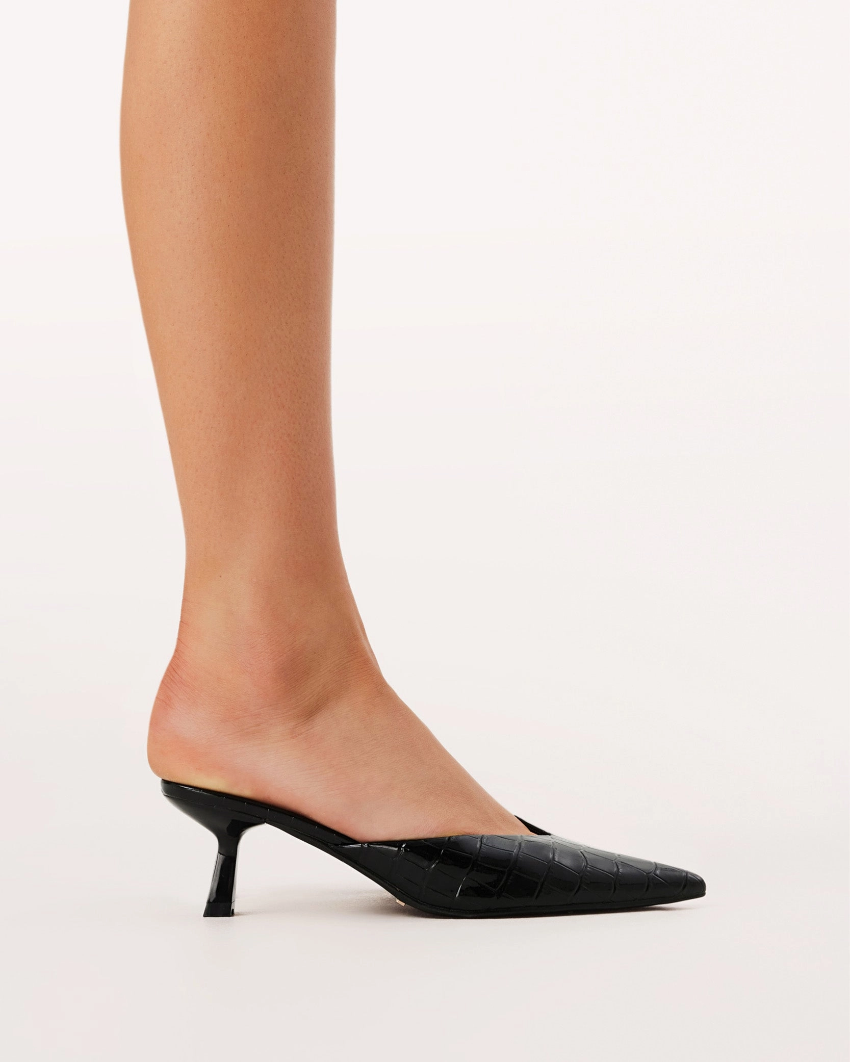 ADELE - BLACK PATENT CROC Stylish Dress Shoes Brunch Time