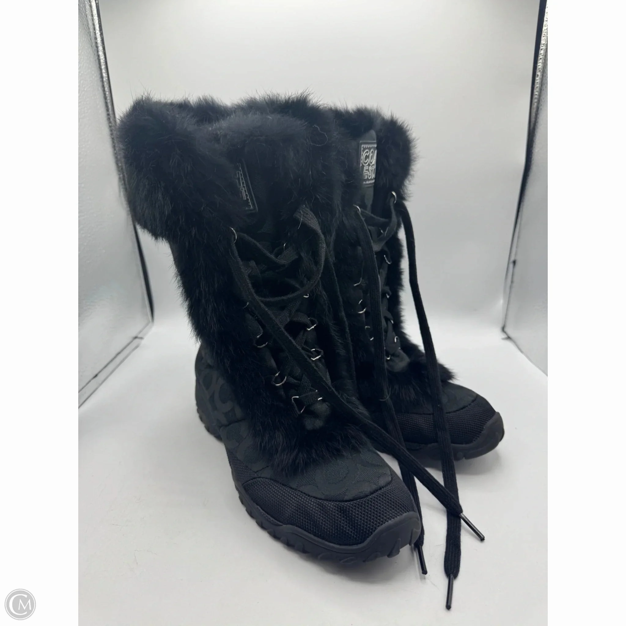 Memory Foam Casual Wear Anti Odor Busy Professionals Boots Designer By Coach In Black, Size: 9