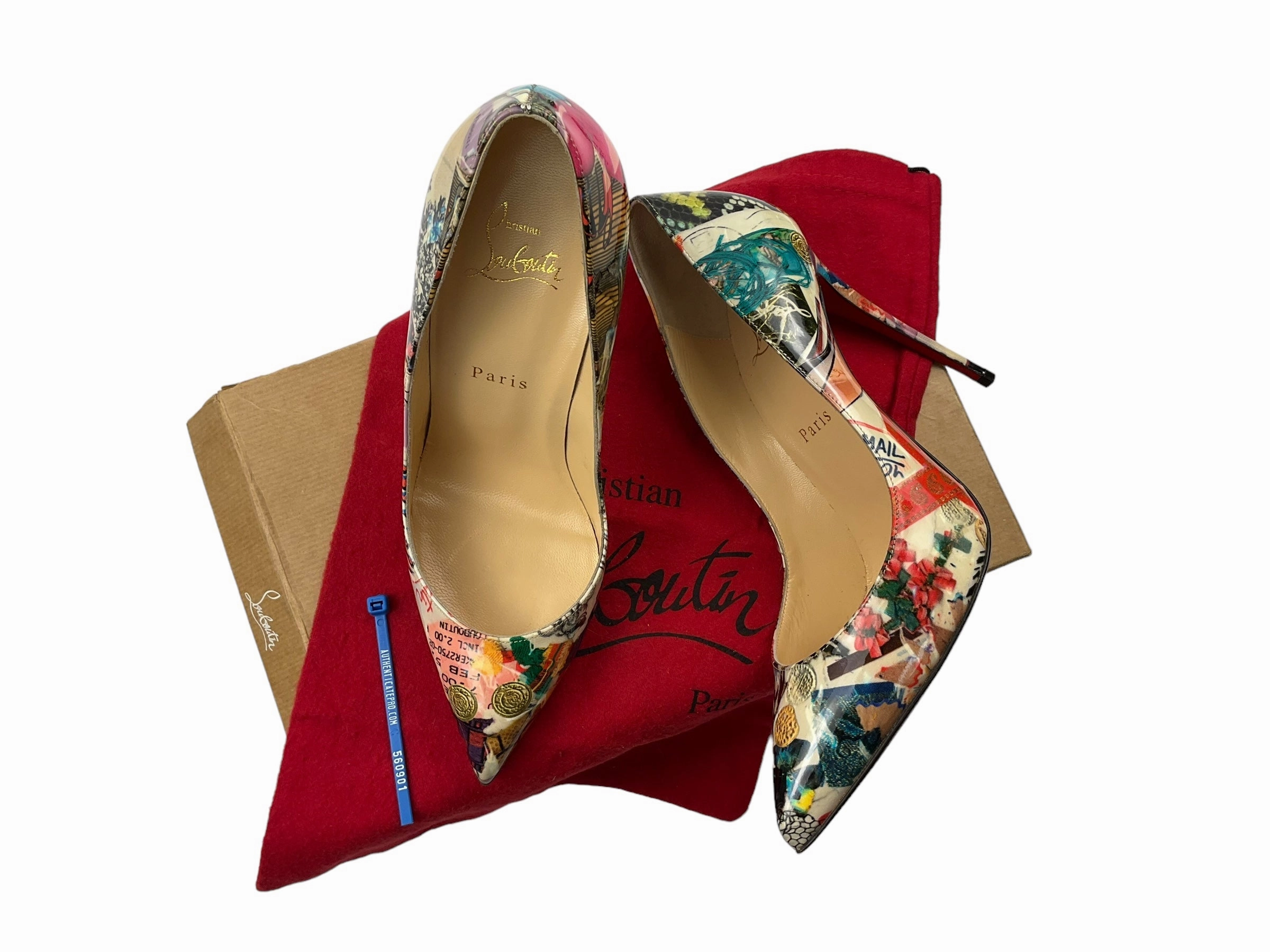 Multi-colored Sandals Luxury Designer Christian Louboutin, Size 9 Feather Light Cold Weather