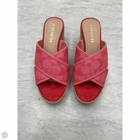 Sandals Designer By Coach In Pink & Red, Size: 7 Bounce Edge