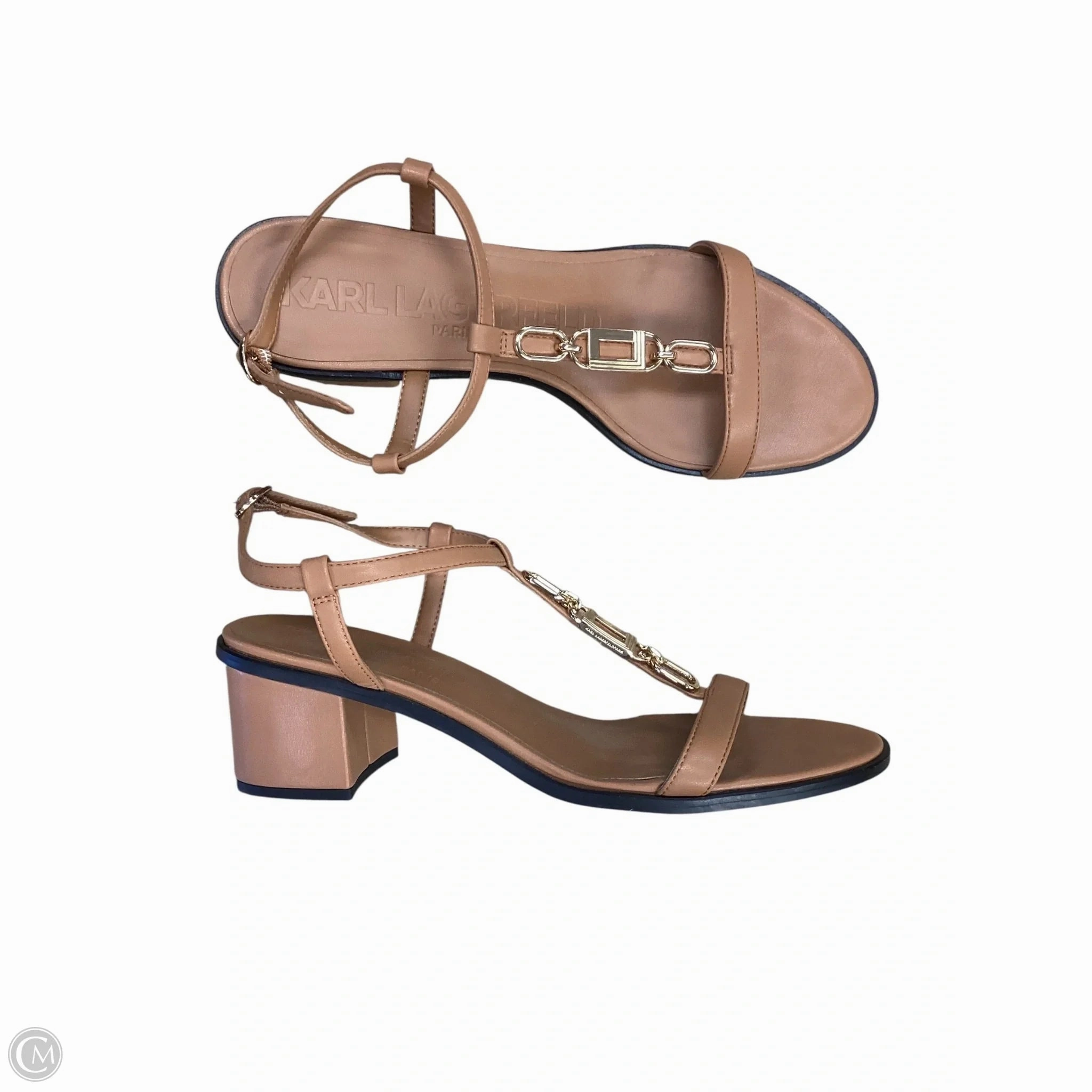 Sandals Designer By Karl Lagerfeld In Brown, Size: 10 Pearl Shine