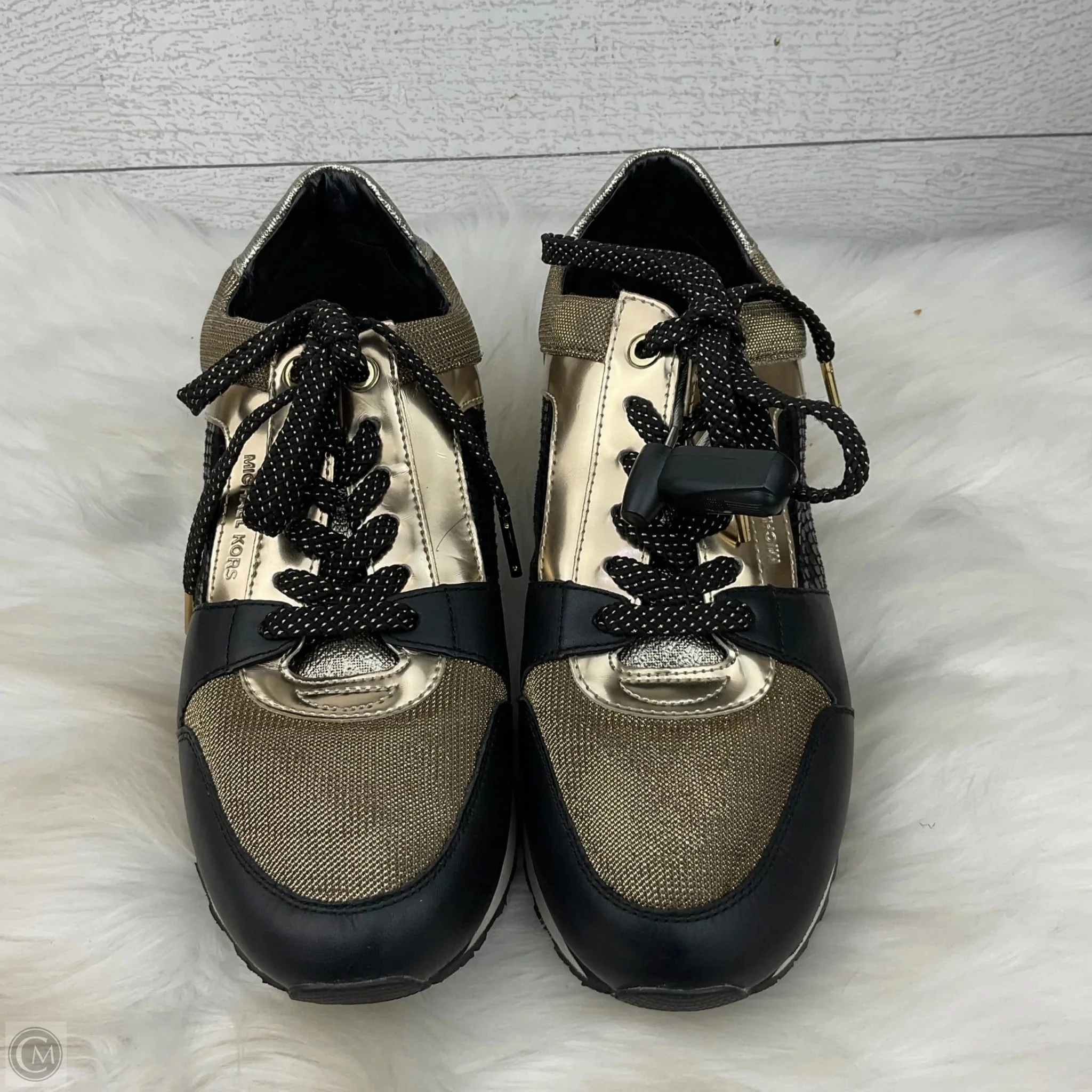 Shoes Designer By Michael Kors In Black & Gold, Size: 7.5 Durable Build Airport Travel Luggage Fit