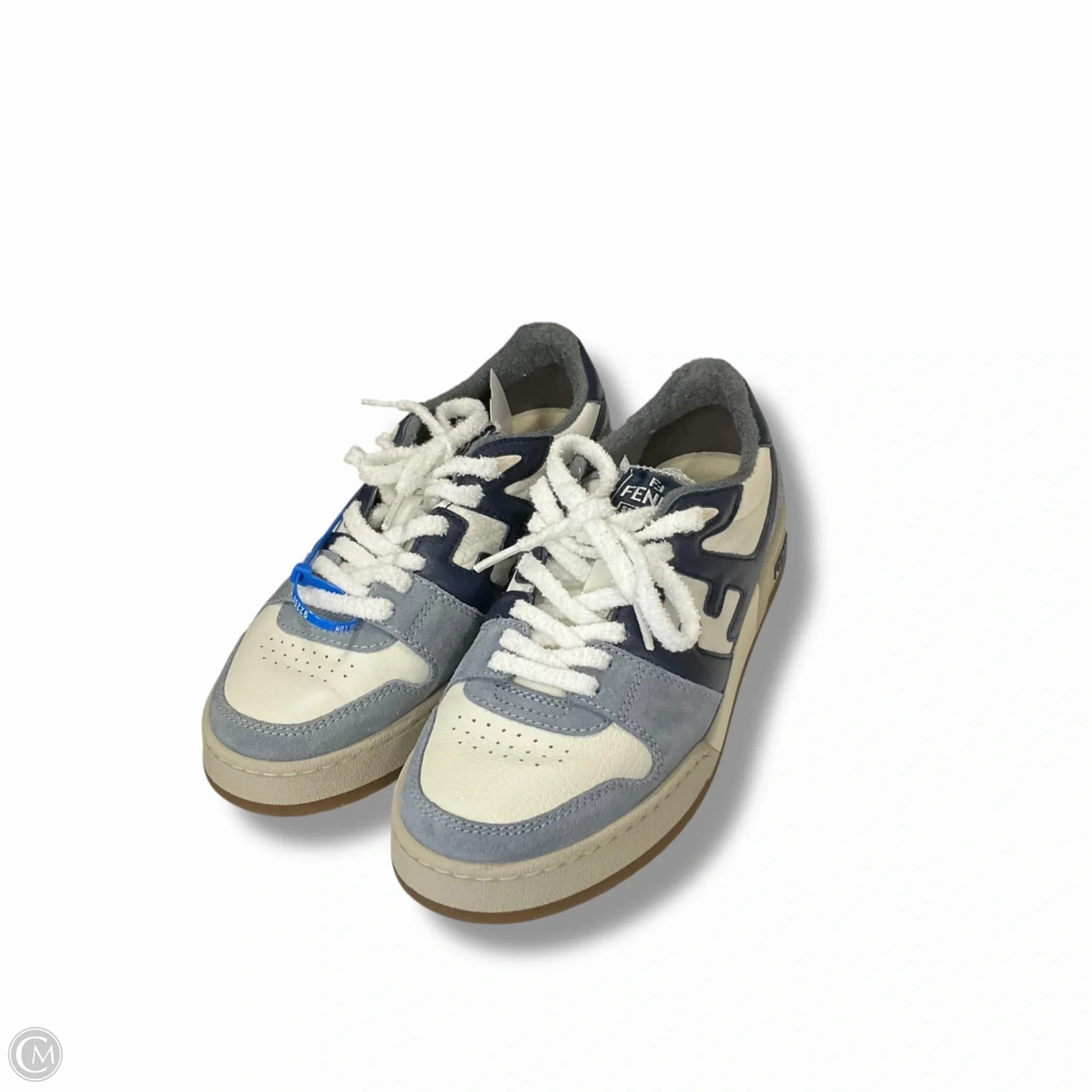 sports Shoes Luxury Designer By Fendi In Blue & Cream, Size: 9