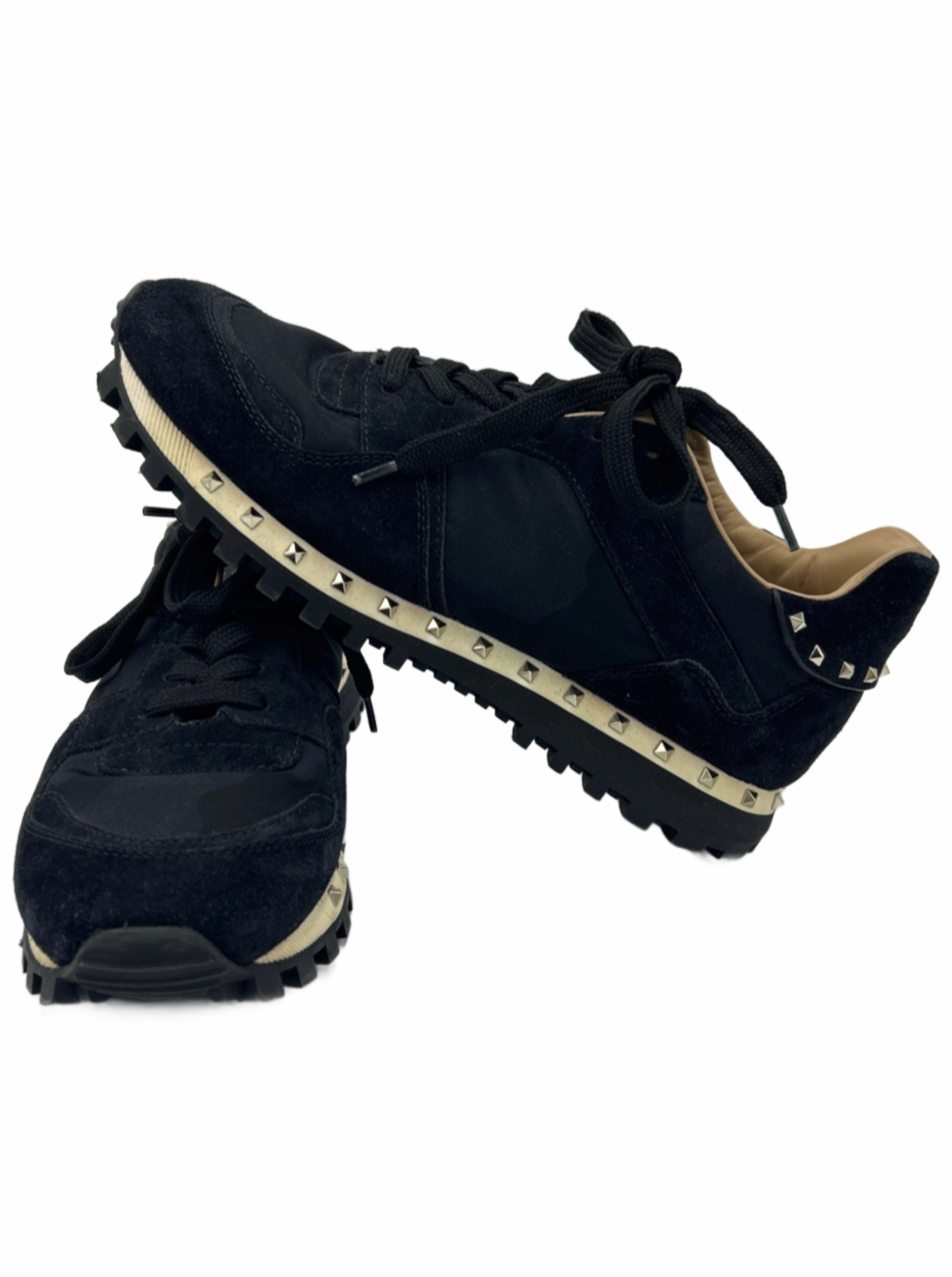 Valentino Suede Rockstud Accent Designer Sneakers   Size: 8 slow walk