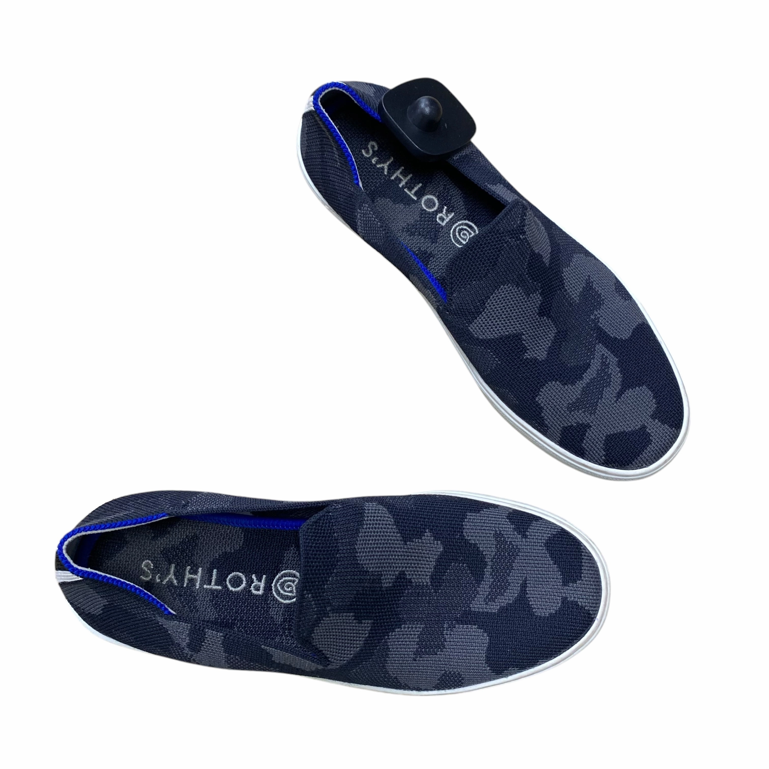 Shoes Designer By Rothys In Black & Grey, Size:7 Mid Top Tech Knit