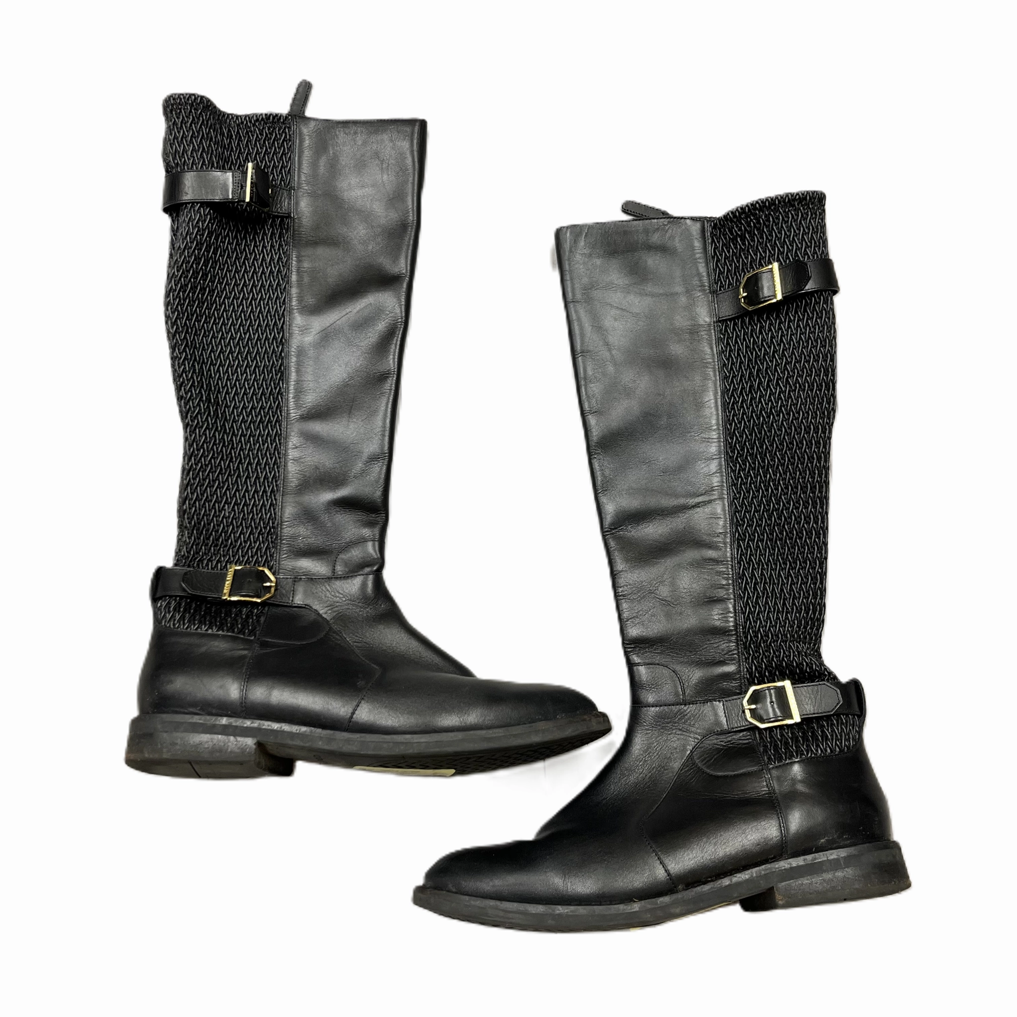 Boots Knee Heels By Cole-haan In Black, Size: 9 Enhanced Leg Support