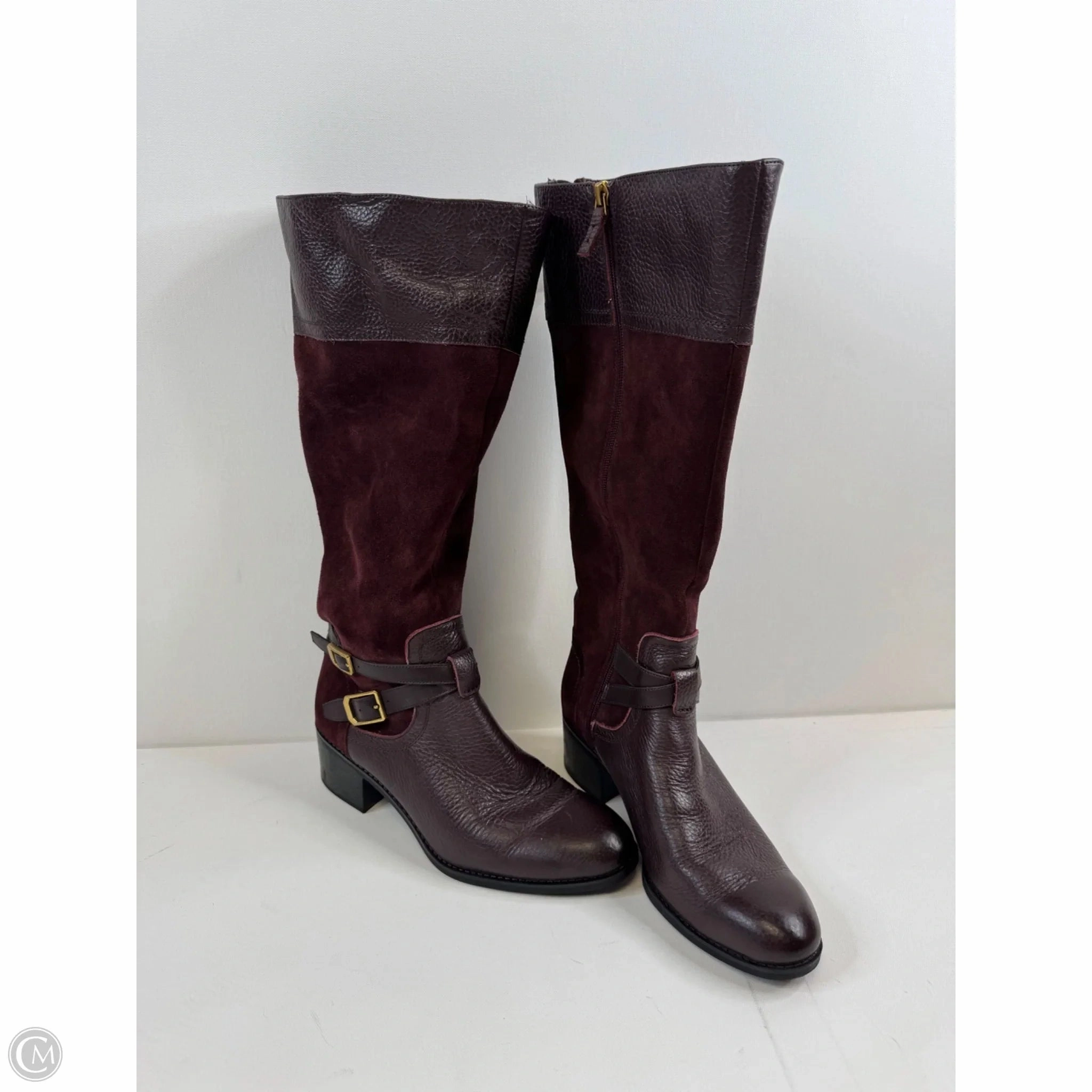 Blue Sky Boots Knee Heels By Franco Sarto In Maroon, Size: 10