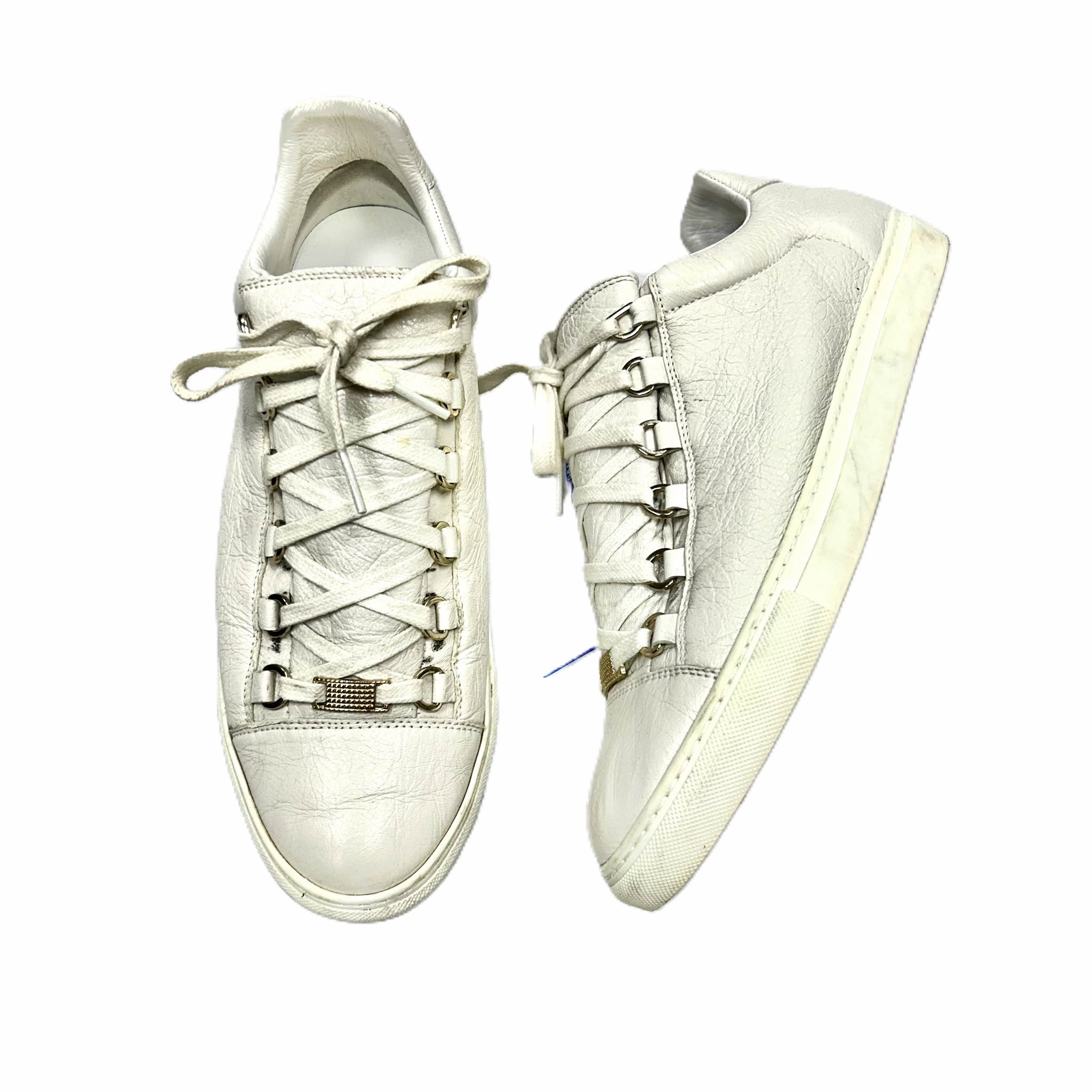 Ivory Shoes Luxury Designer By Balenciaga, Size: 12 Club Night Pearl Shine