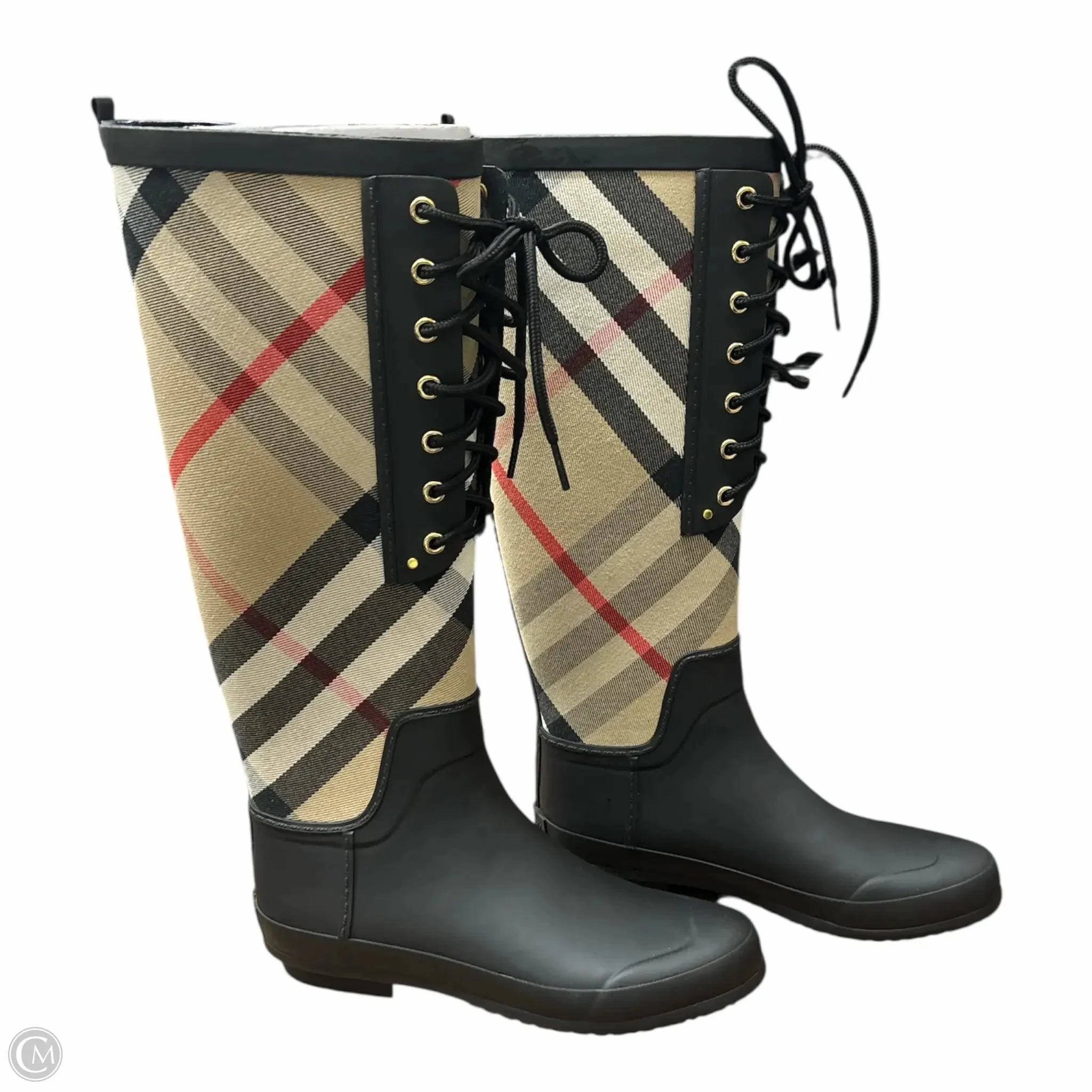 Breathable Lining Boots Luxury Designer By Burberry In Plaid Pattern