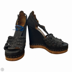 Sandals Luxury Designer By Chloe In Blue, Size: 9.5 Reinforced Seams