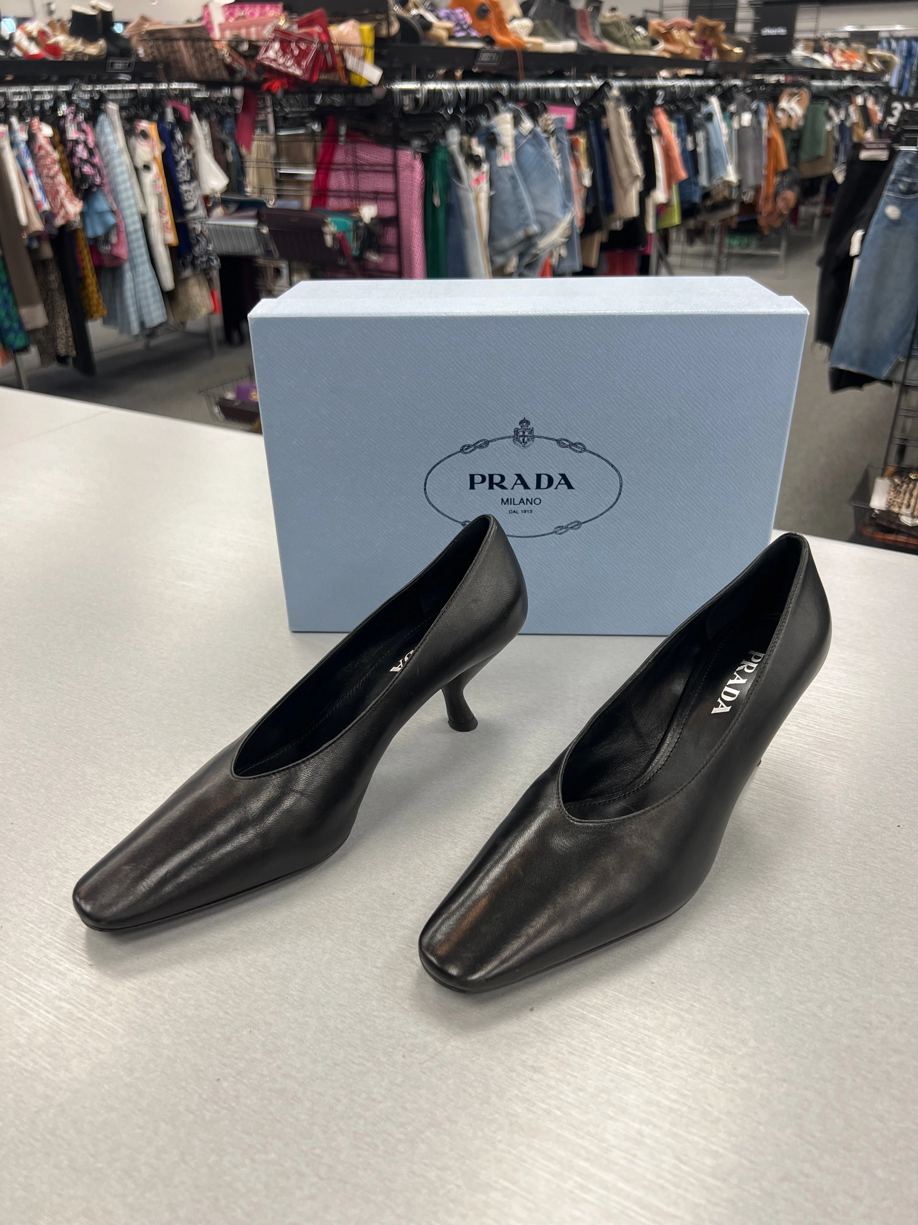 Zen Step Black Shoes Luxury Designer Prada, Size 7