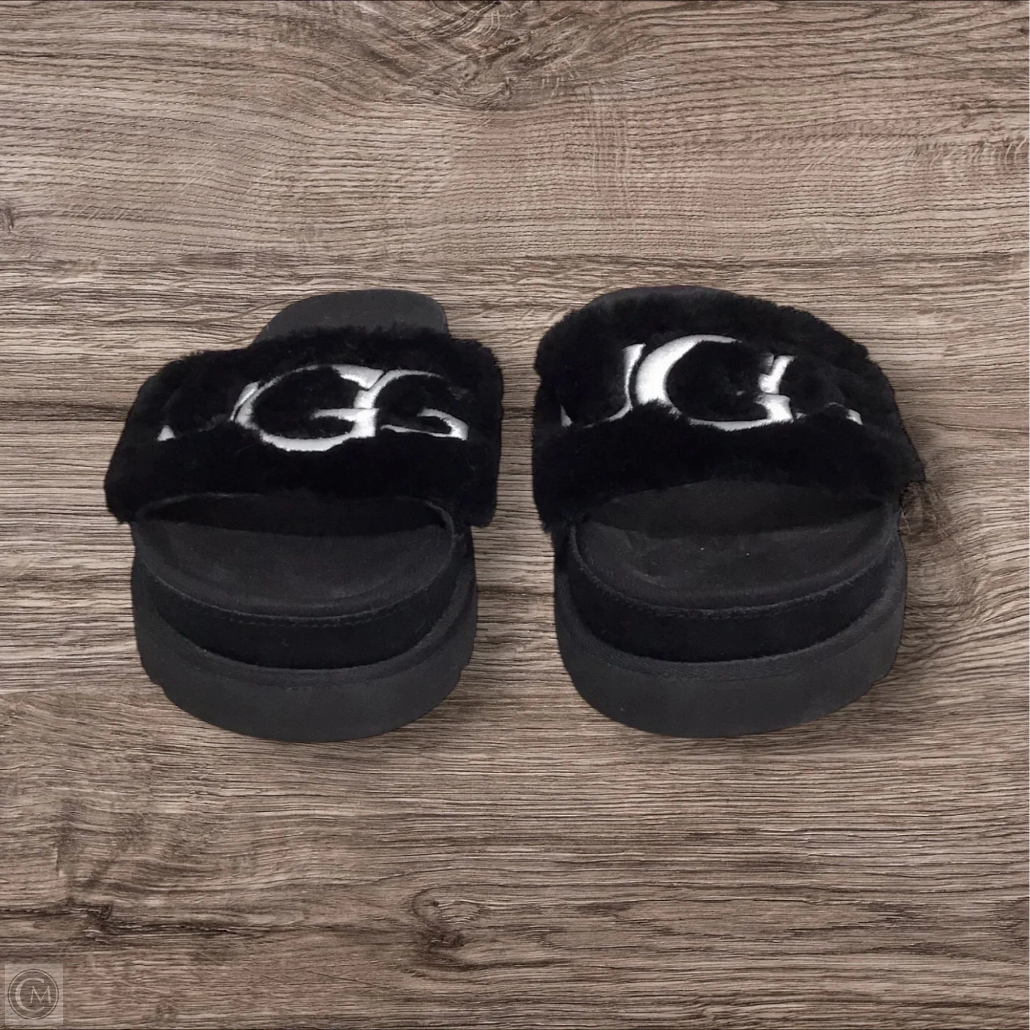 Denim Cool Ice Guard Sandals Designer By Ugg In Black, Size: 6.5