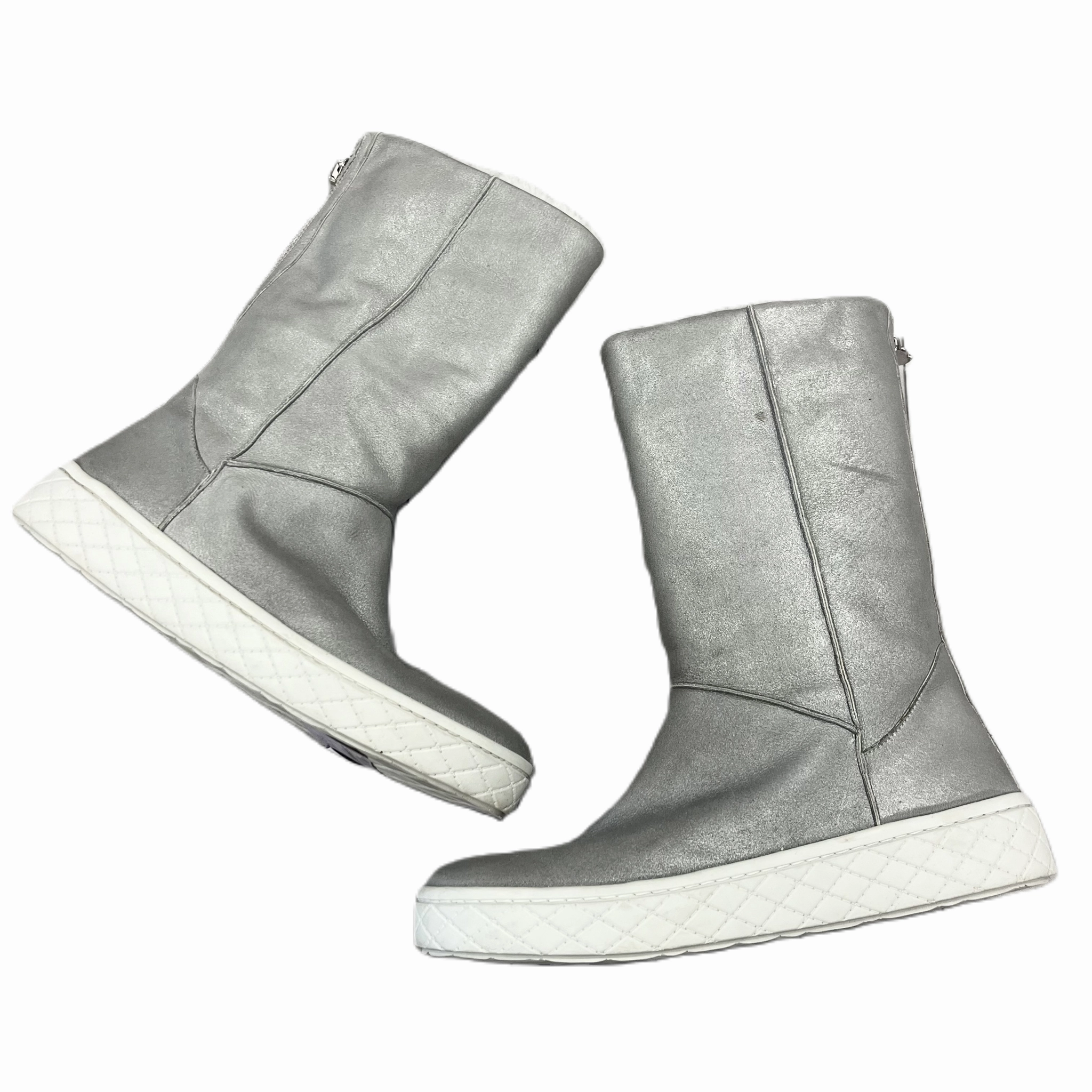 Dual Tone Grab Now Boots Luxury Designer By Moncler In Silver, Size: 10