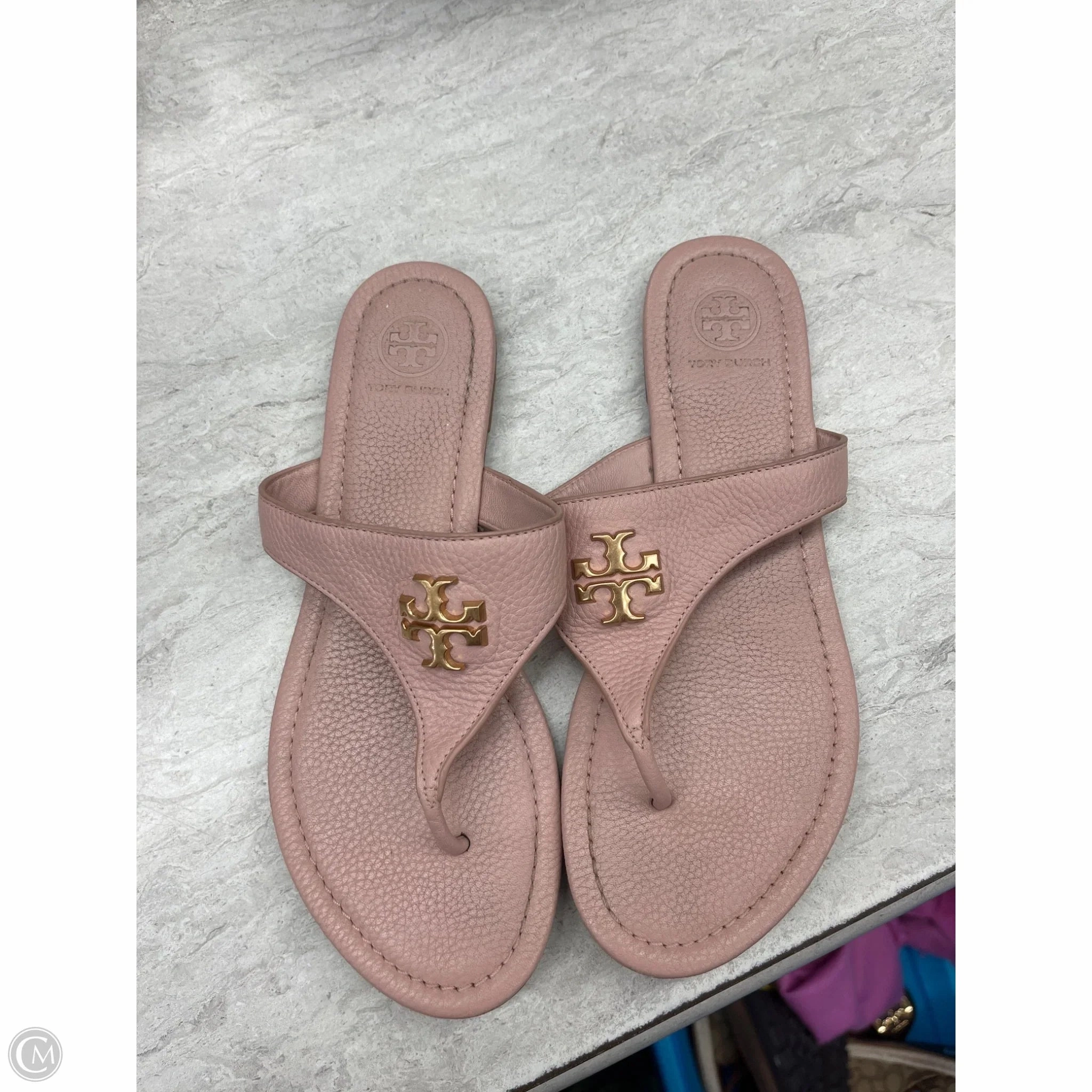 Sweat Resistant Standing Workers Style Base Sandals Designer By Tory Burch In Pink, Size: 7