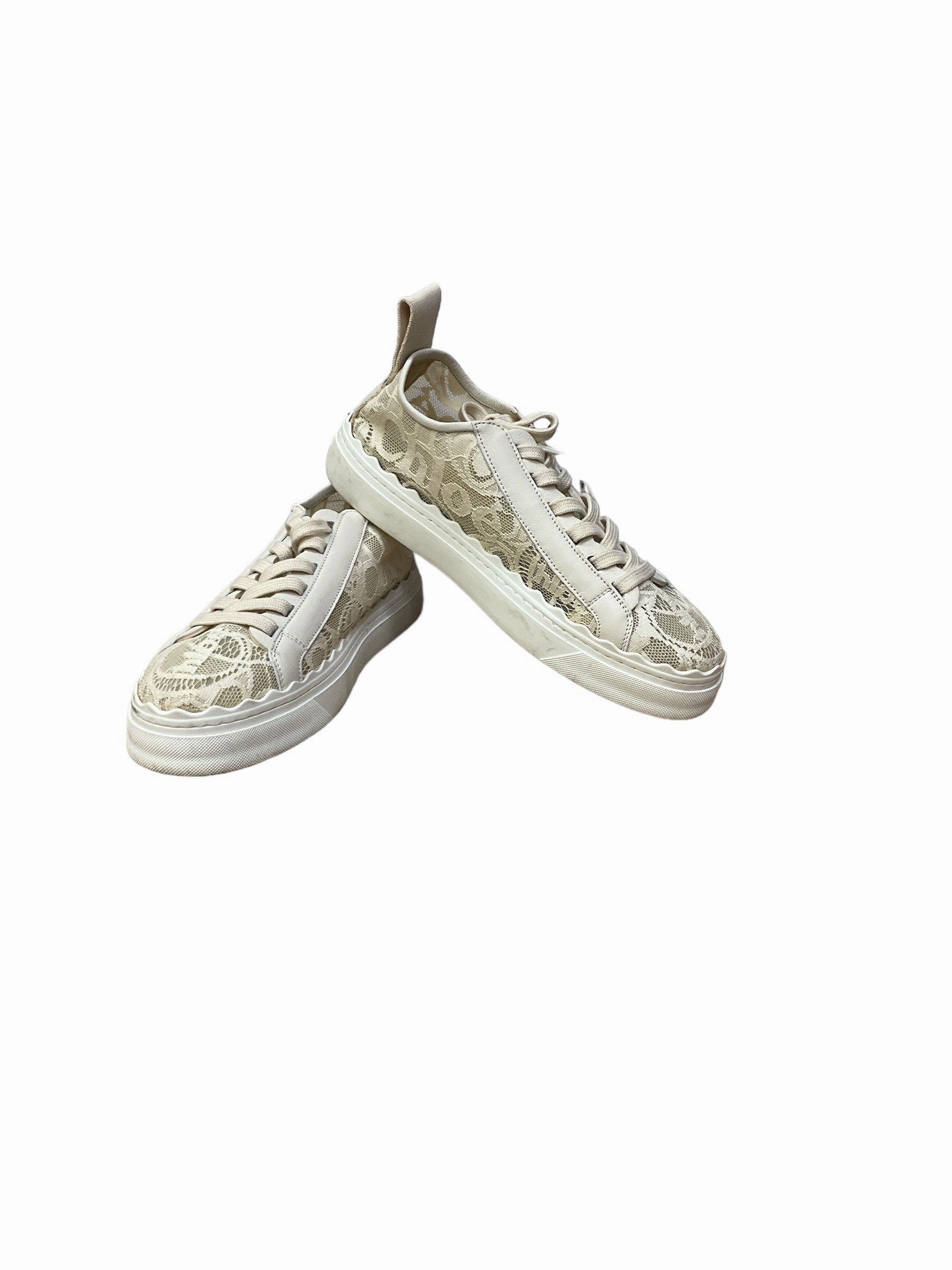 White Shoes Luxury Designer Chloe, Size 10 Quiet Step