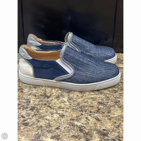 Shoes Luxury Designer By Christian Louboutin In Blue & Silver, Size: 8 Natural Fiber Lining