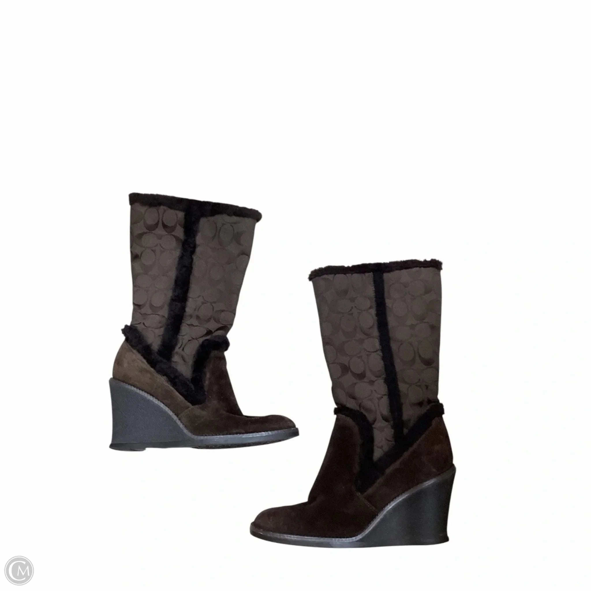 Boots Designer By Coach In Brown, Size: 8.5 mud proof