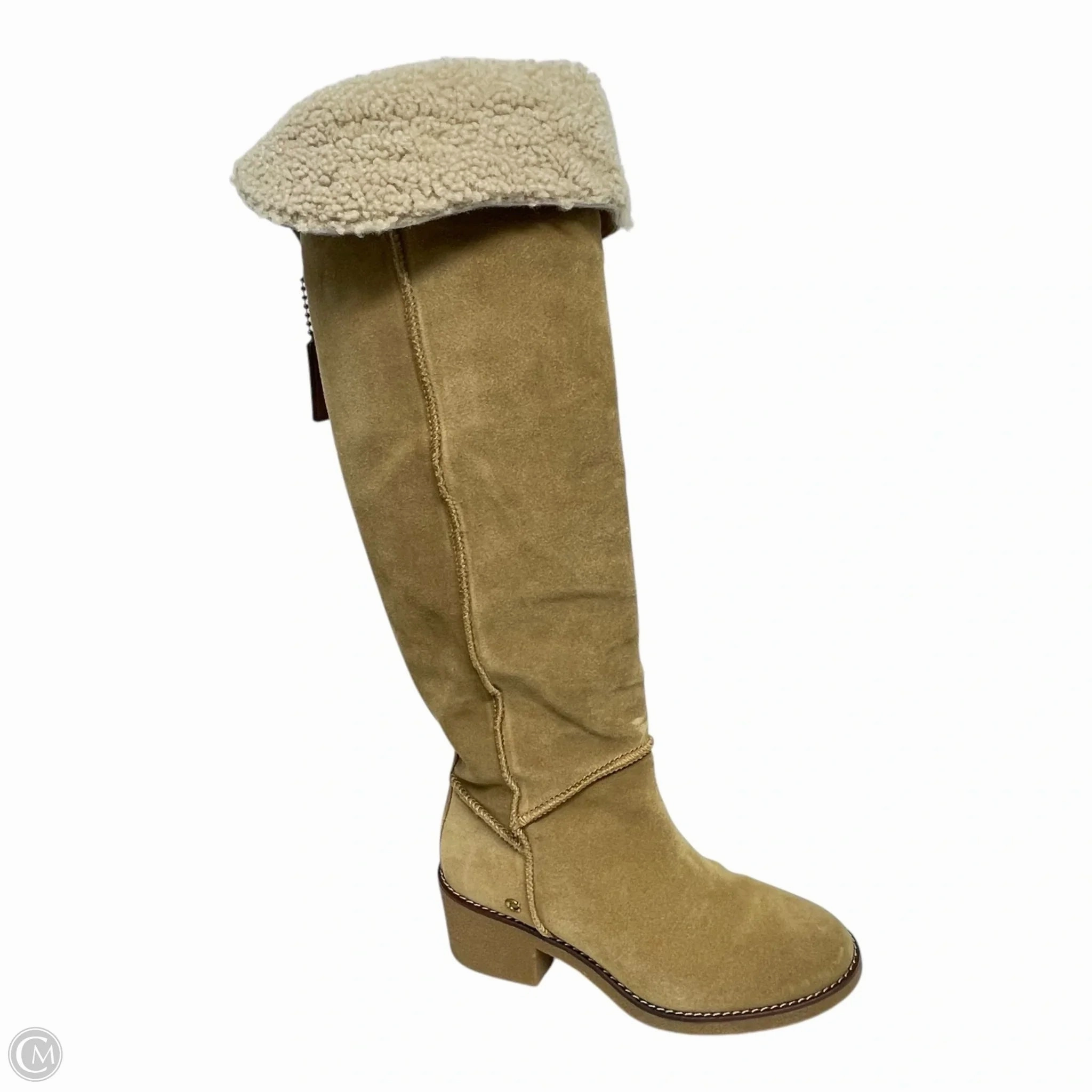 Hygiene Coating Boots Designer By Coach In Tan, Size: 7