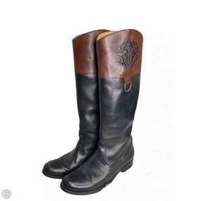 Boots Designer By Frye In Black & Brown, Size: 10 Shock Resistant
