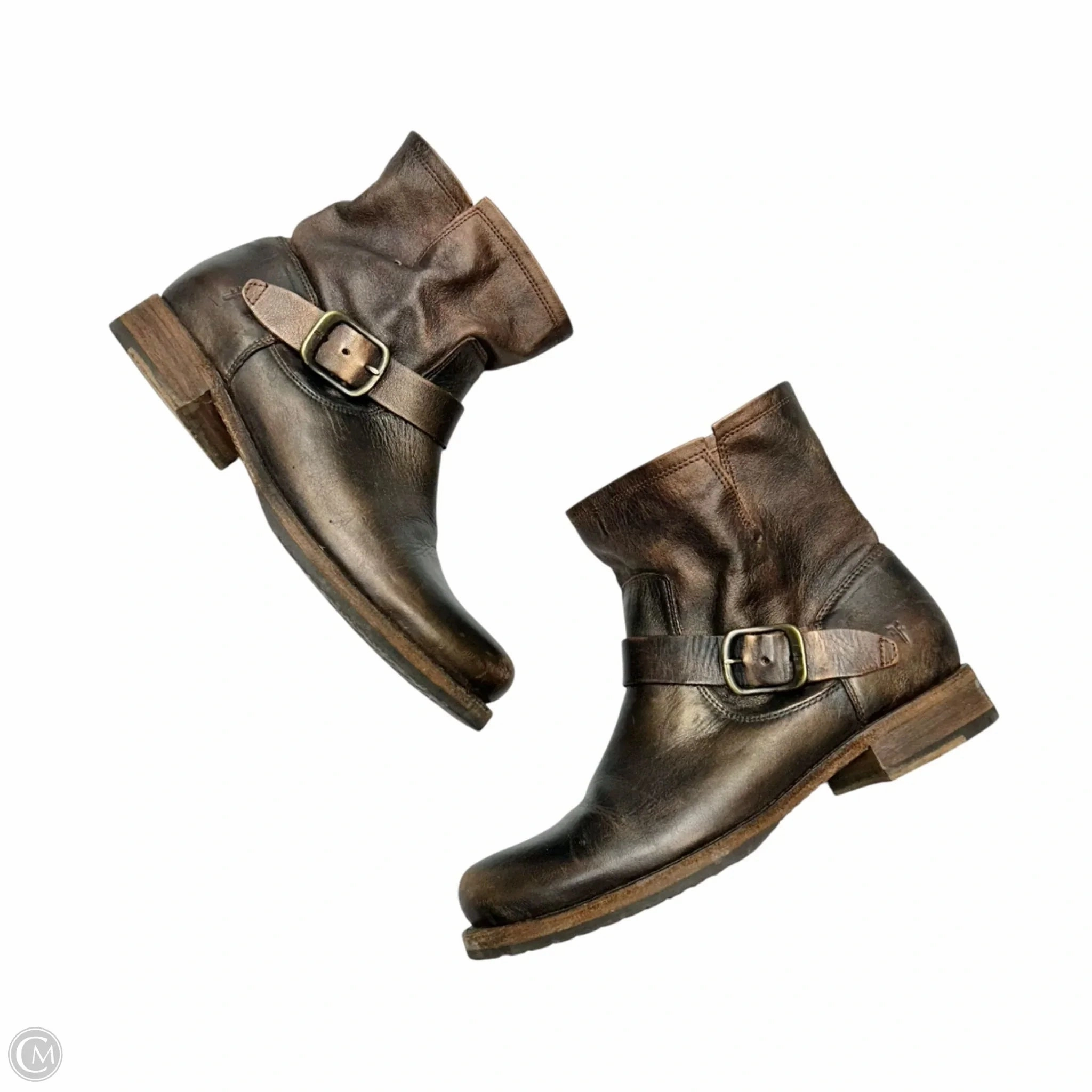 Waterproof Standing All Boots Designer By Frye In Bronze, Size: 9.5