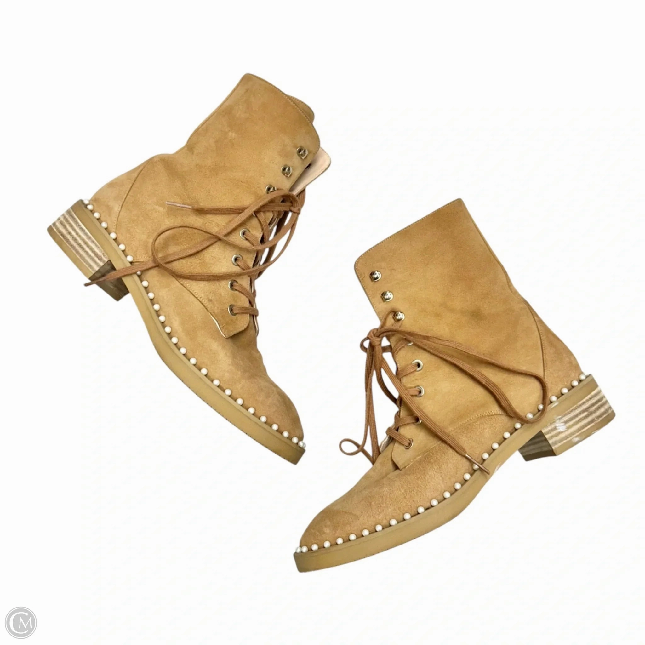 Boots Designer By Stuart Weitzman In Tan, Size: 7 Play Mode Bone Aid