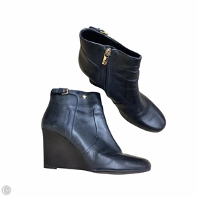 Lift Up Boots Designer By Tory Burch In Black & Gold, Size: 11