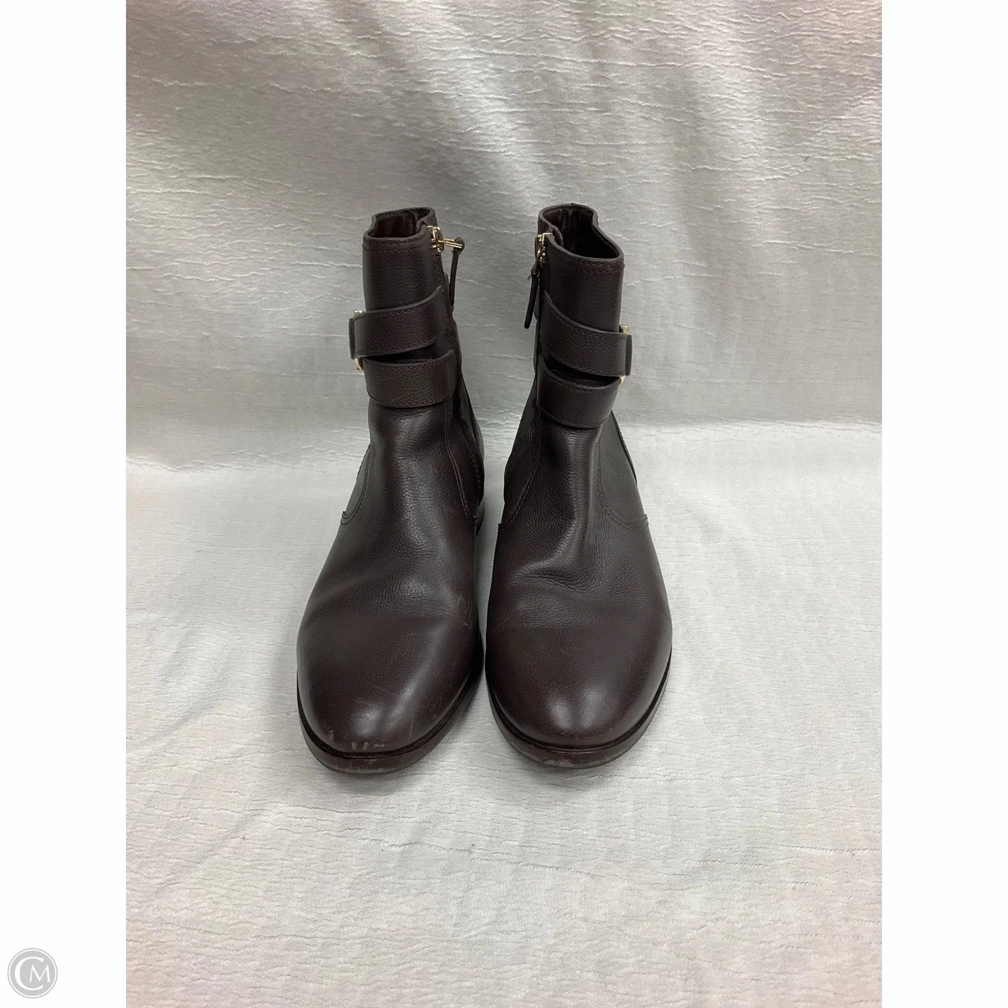 Pure Black Autumn Tone Boots Designer By Tory Burch In Brown, Size: 8.5