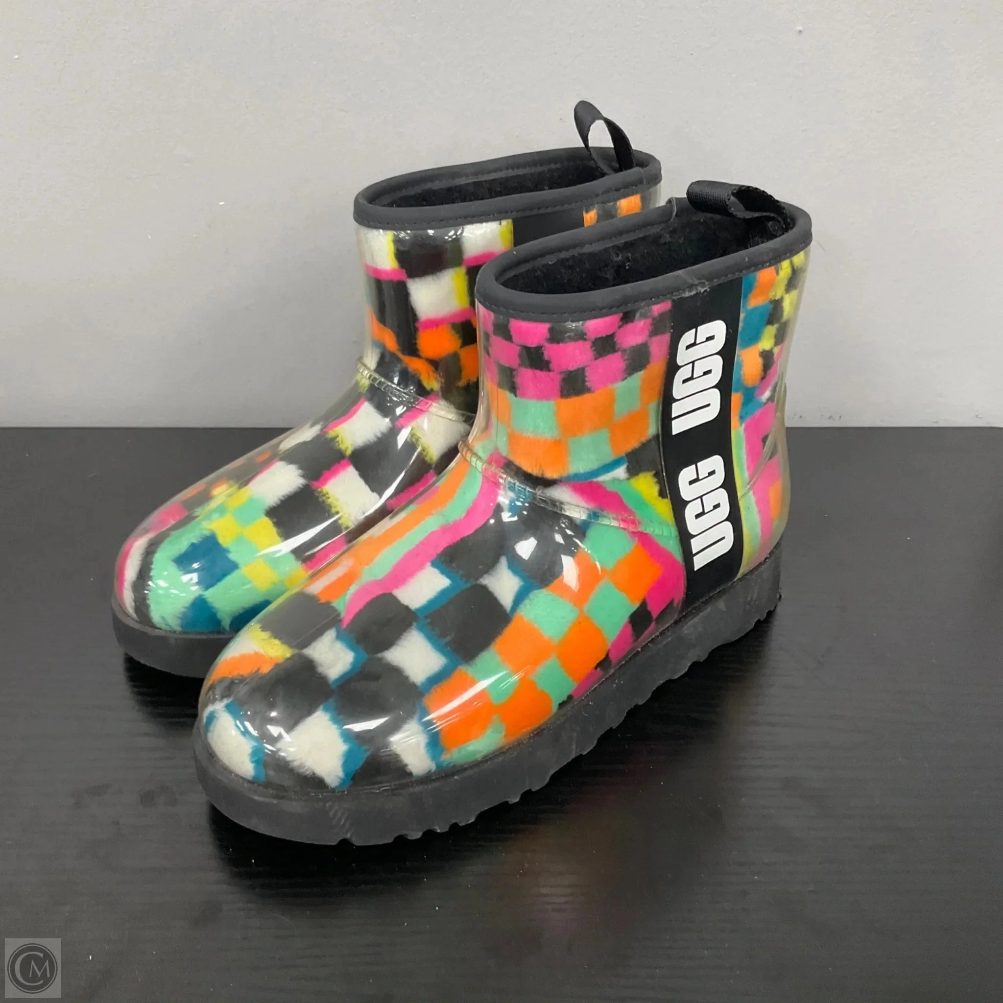 Wear Resistant Outsole Boots Designer By Ugg In Multi-colored, Size: 7