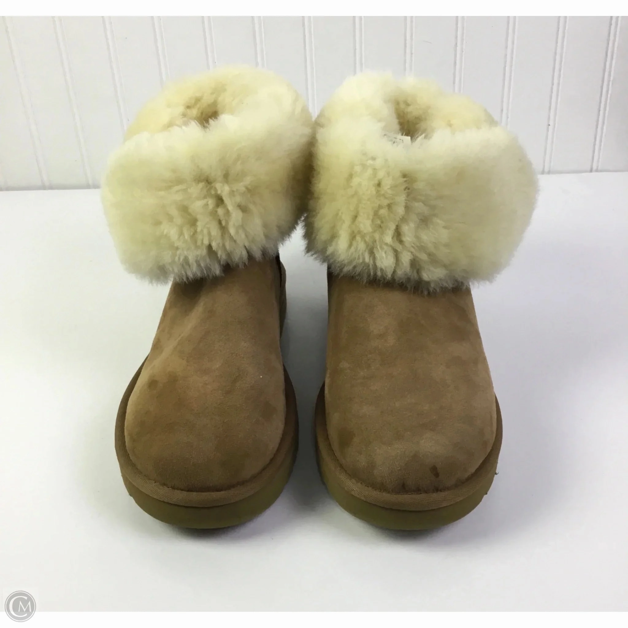 Stretch Fabric Work Commute Boots Designer By Ugg In Tan, Size: 10