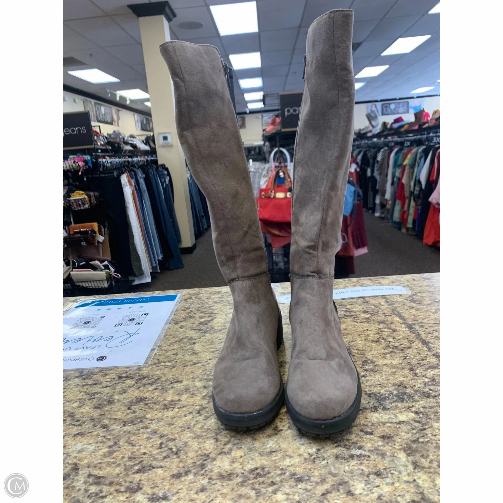 Boots Knee Flats By Arizona In Taupe, Size: 6 Rugged Built Hiking Trails