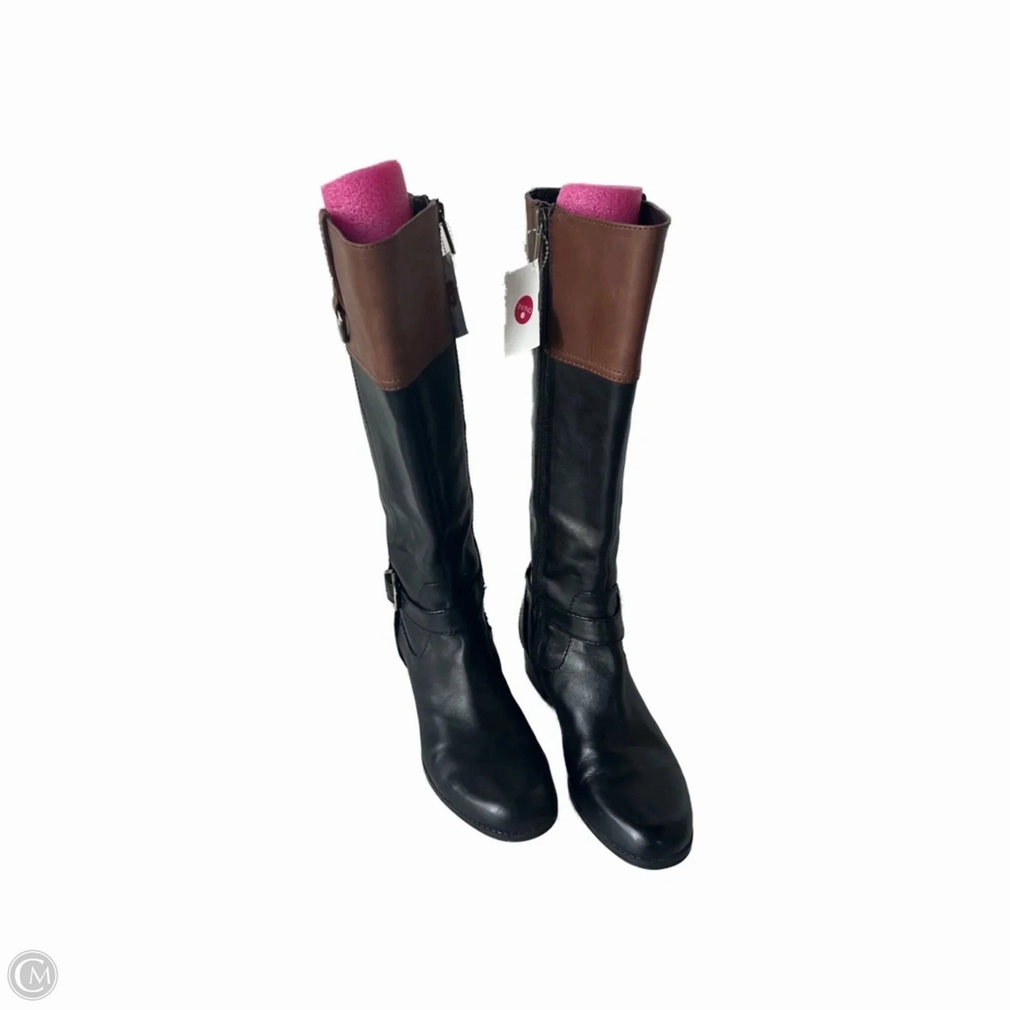 Boots Knee Flats By Bandolino In Black & Brown, Size: 7.5 Rock Star