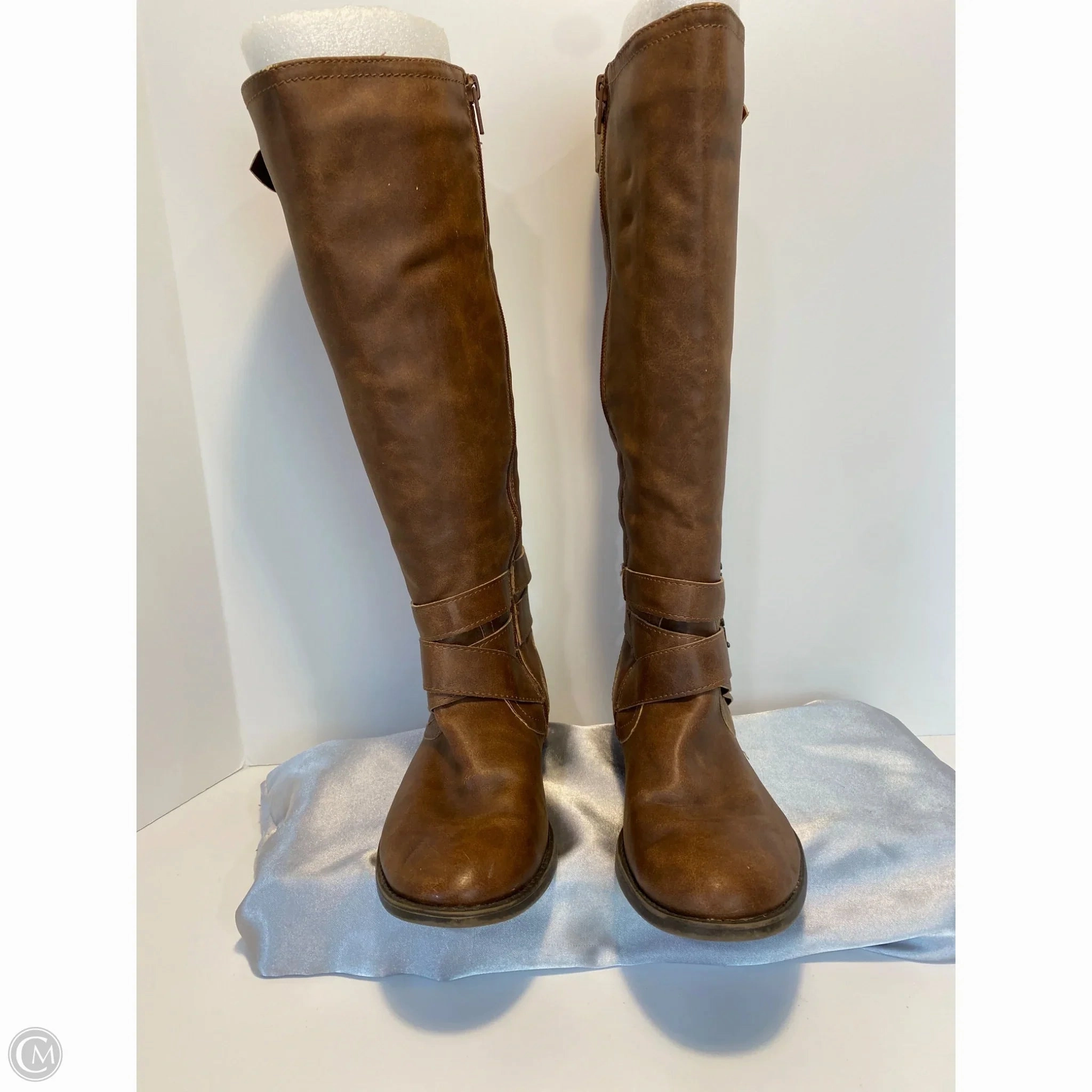 Boots Knee Flats By Falls Creek In Brown, Size: 7 Flexible Frame Work Commute ReinforcedHeel