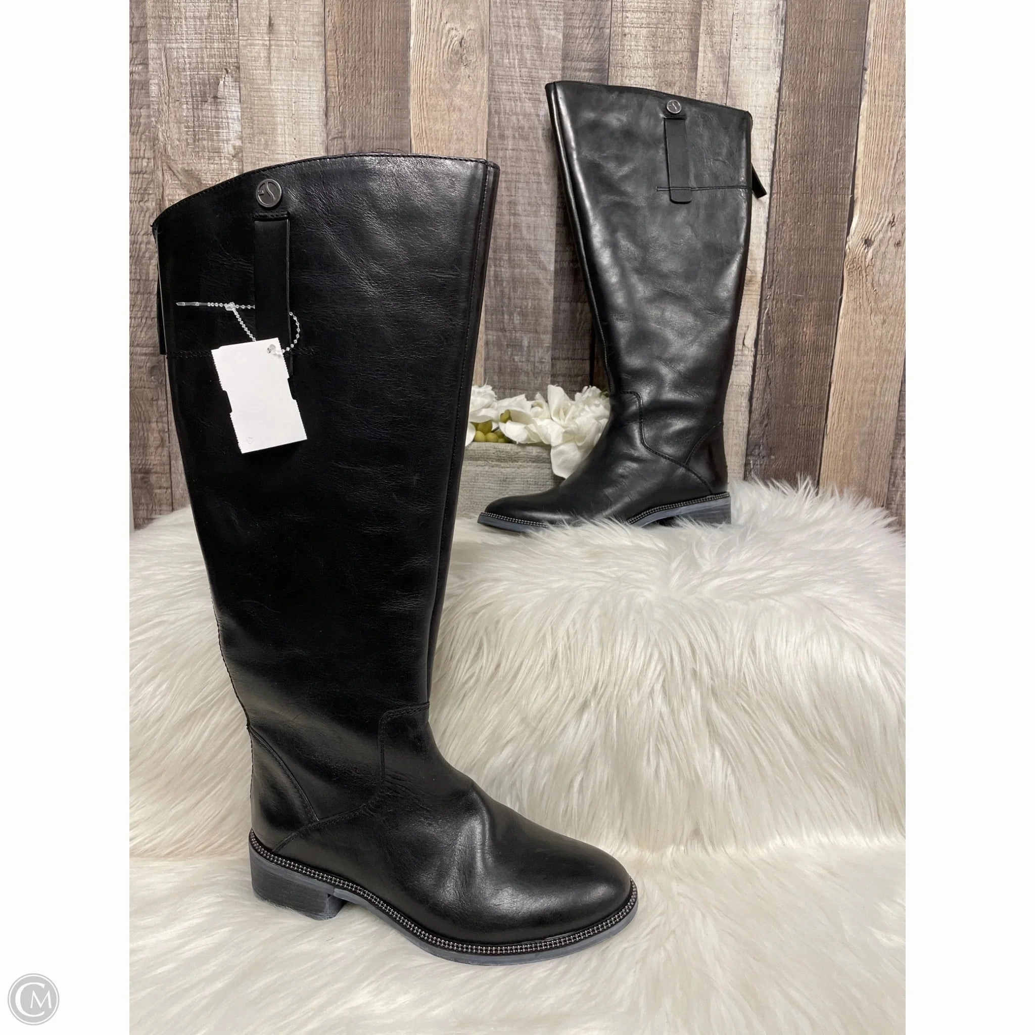 Boots Knee Flats By Franco Sarto In Black, Size: 5.5 BreathableMesh