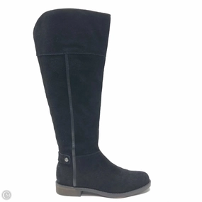 Elastic Material Boots Knee Flats By Franco Sarto In Black, Size: 6