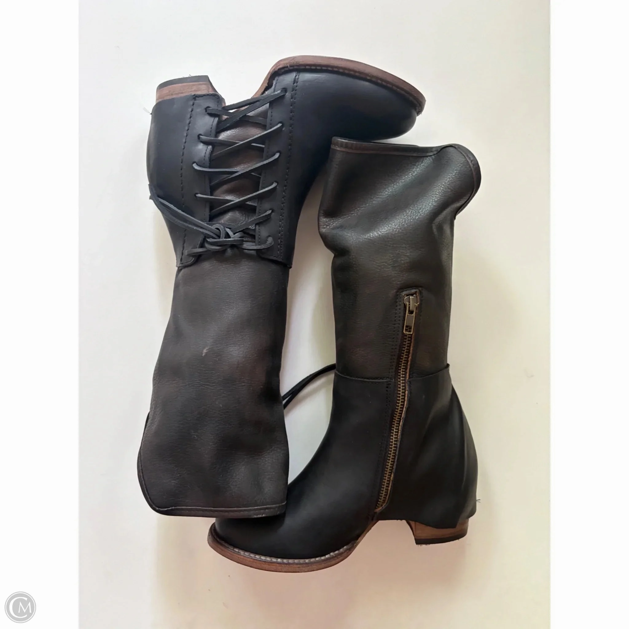 Boots Knee Flats By Freebird In Black, Size: 7 Travel Essential