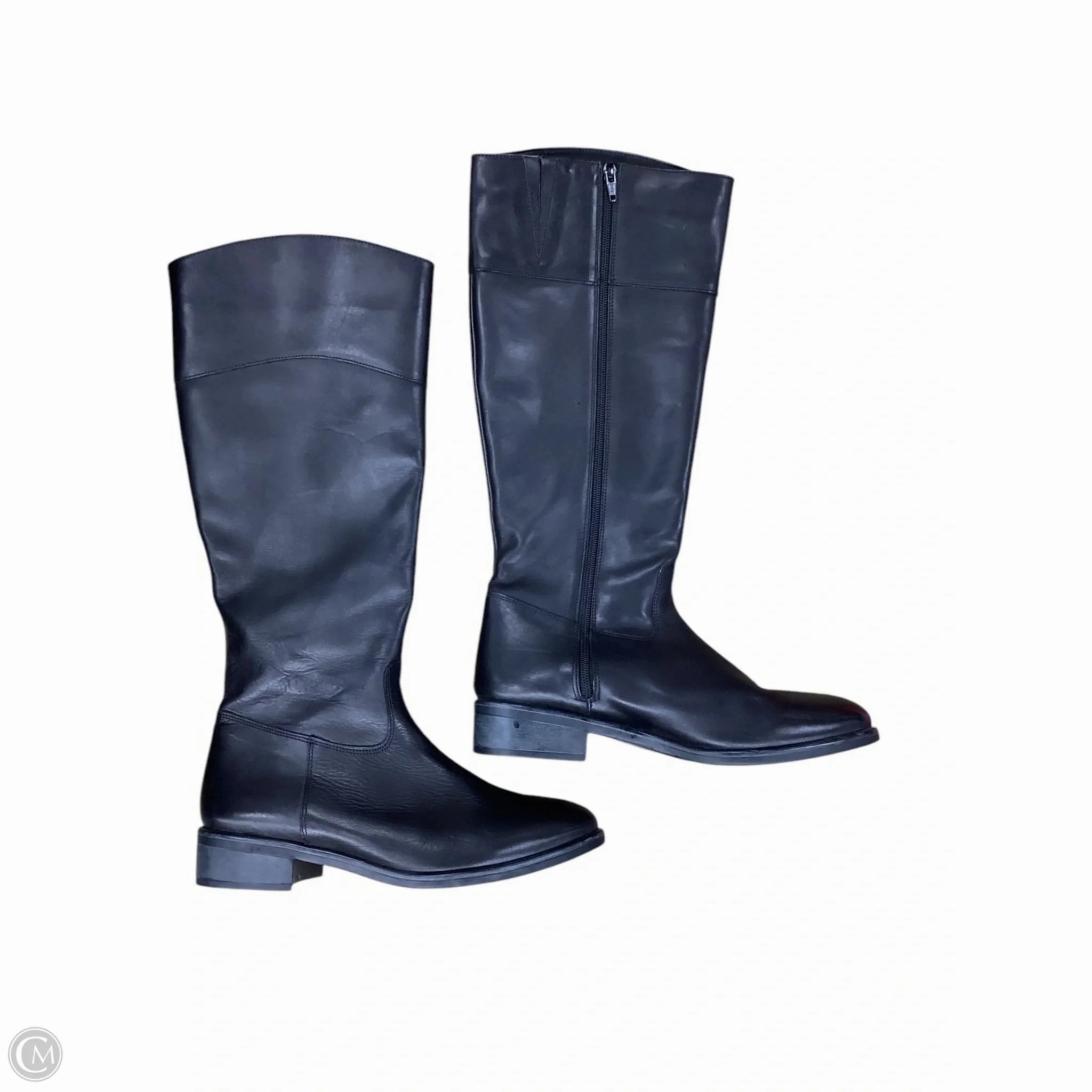 Boots Knee Flats By Italian Shoemakers In Black, Size: 9 Sturdy Construction