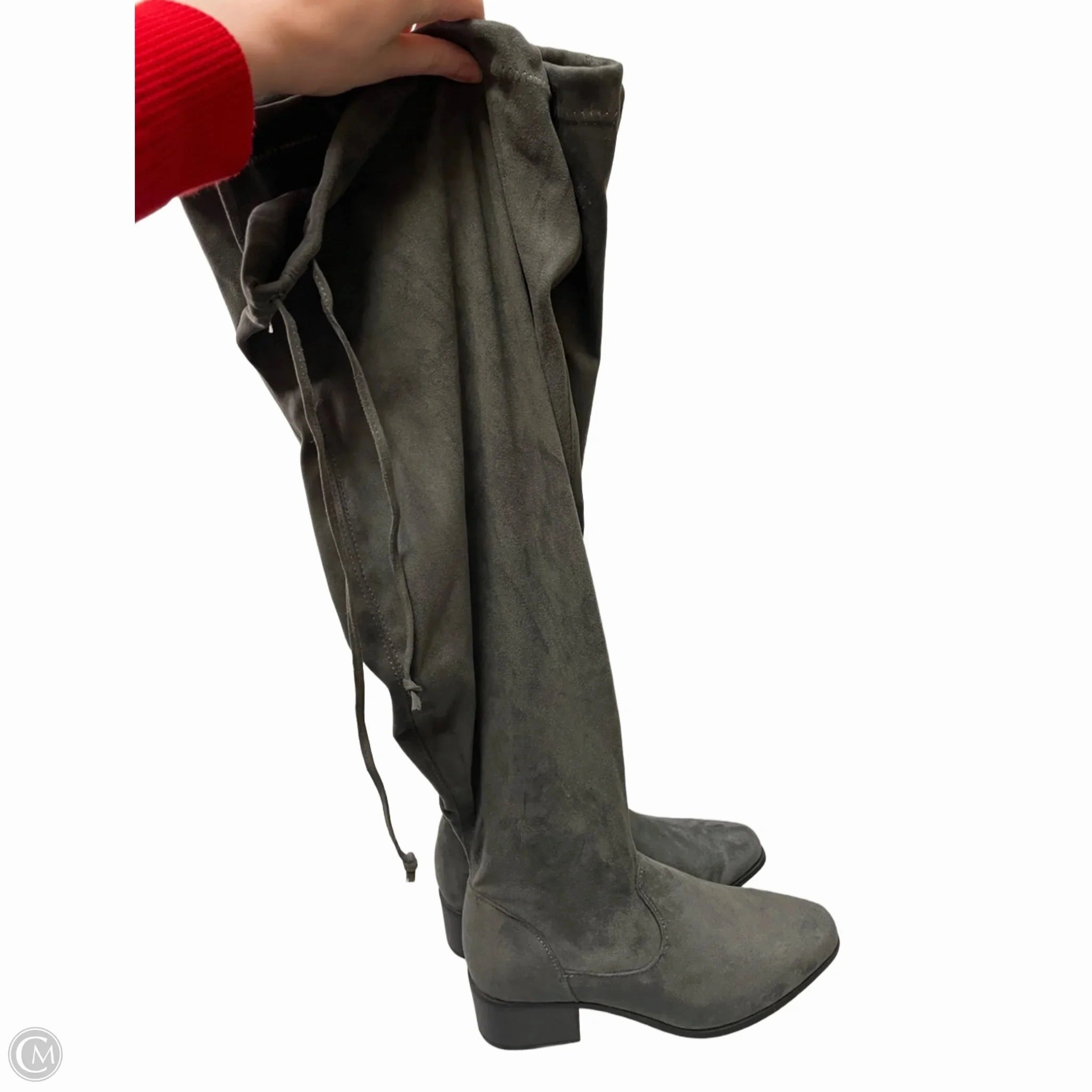 Boots Knee Flats By Just Fab In Grey, Size: 7.5 High Traction