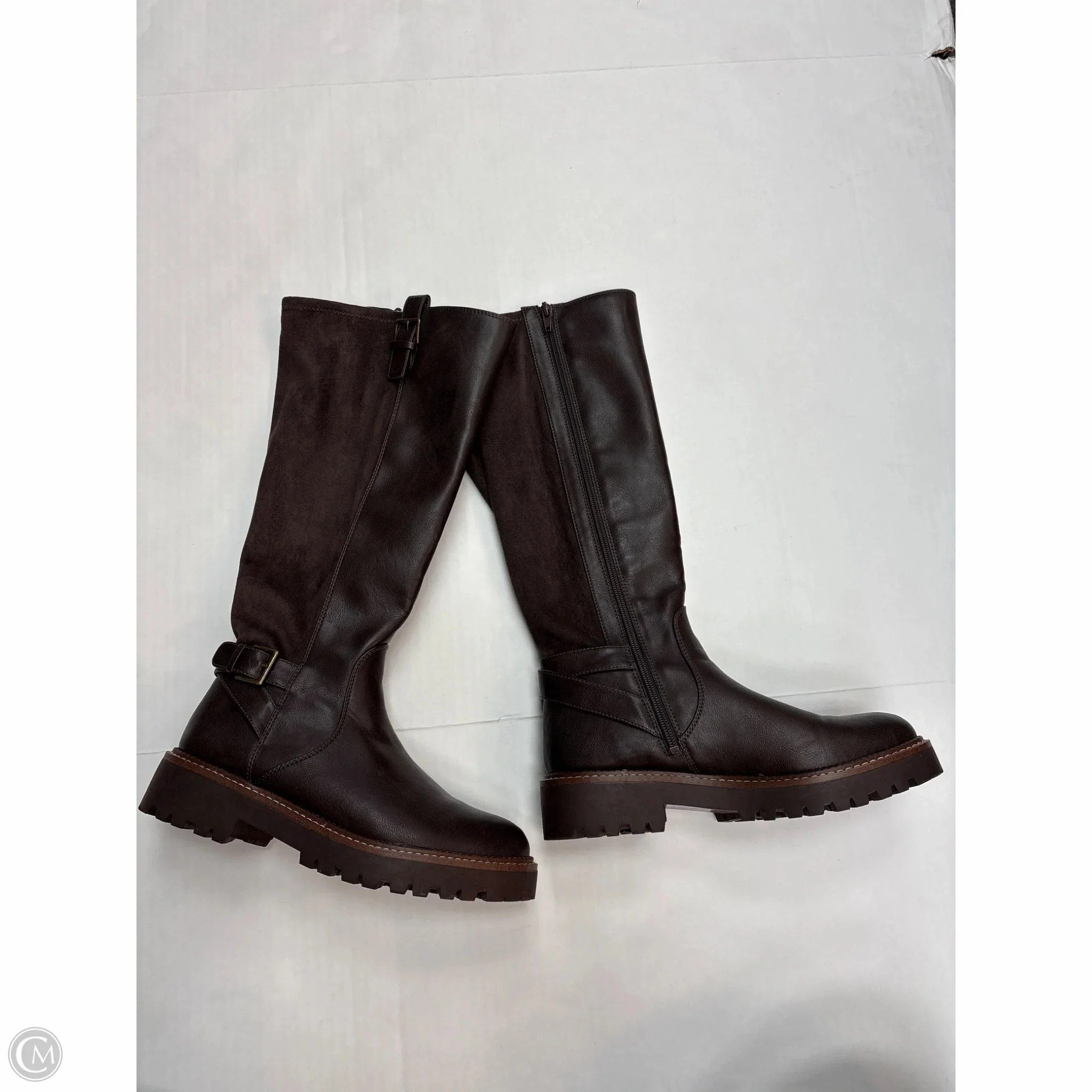 Boots Knee Flats By Northcrest In Brown, Size: 8 Sleek Function