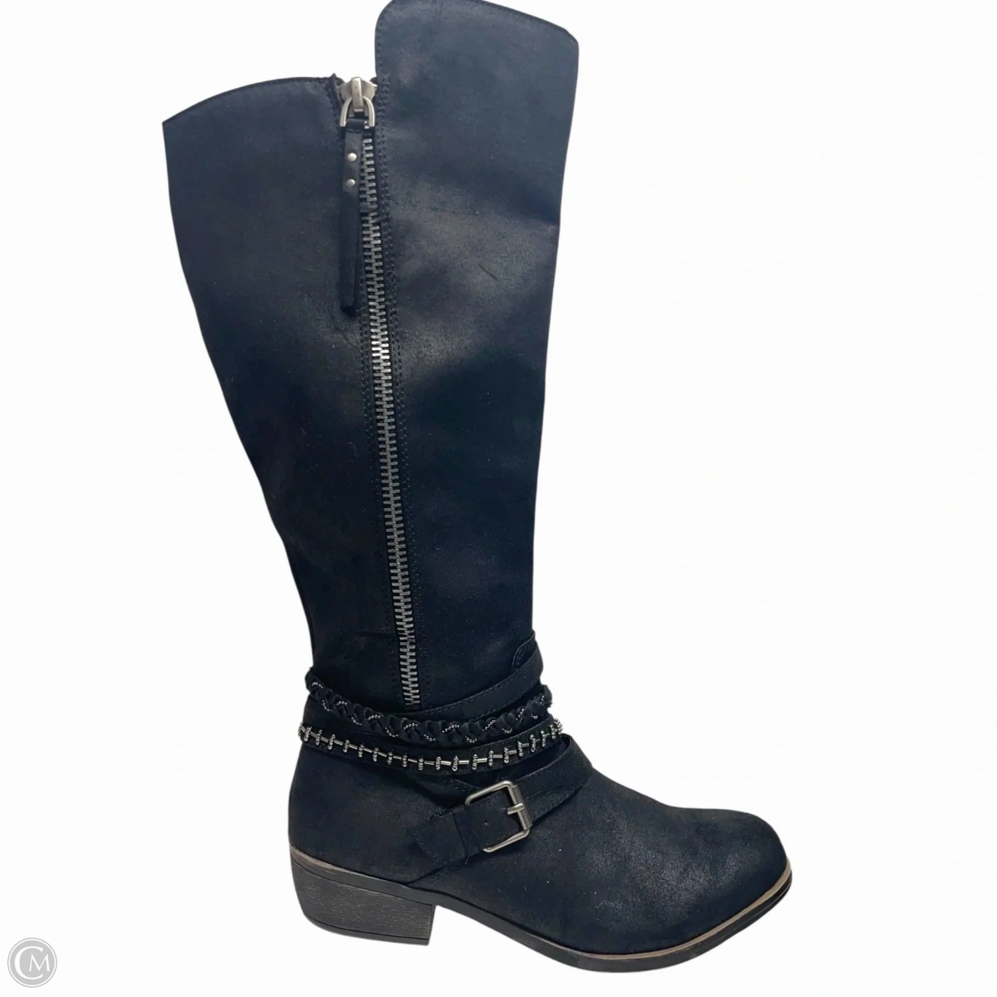 Crisp Edge Flexible Frame Functional Minimalist Boots Knee Flats By So In Black, Size: 8.5