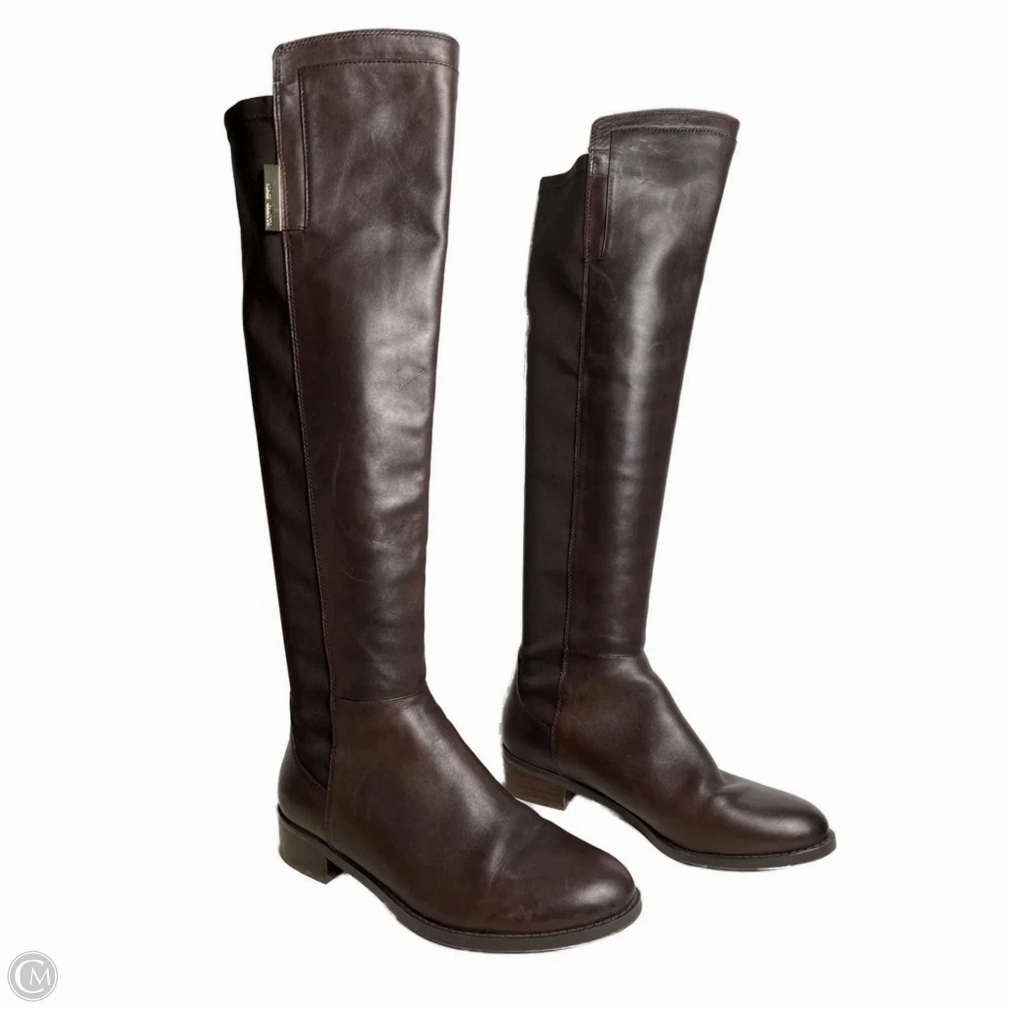 Compression Molding Boots Knee Flats By Vince Camuto In Brown, Size: 7.5