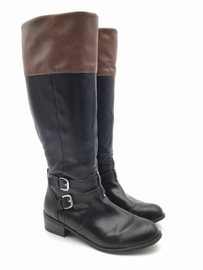 Boots Knee Flats By White Mountain In Black & Brown, Size: 8.5 Canvas Lite