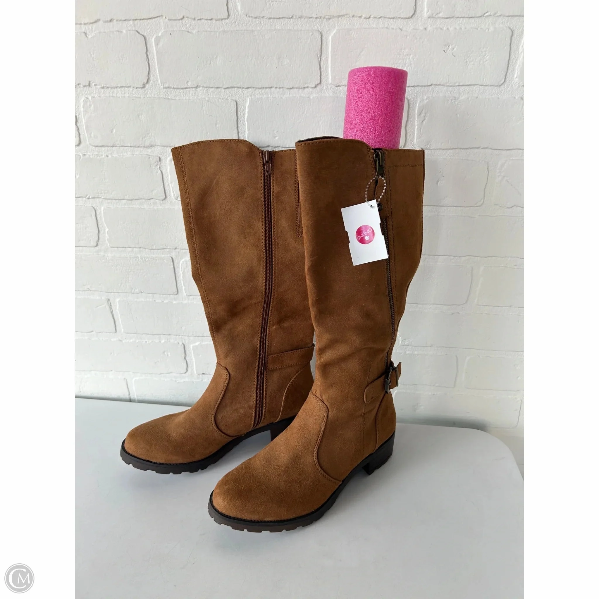 Lace   Up Closure Eco Material All Day Wear Boots Knee Flats By White Mountain In Brown, Size: 8