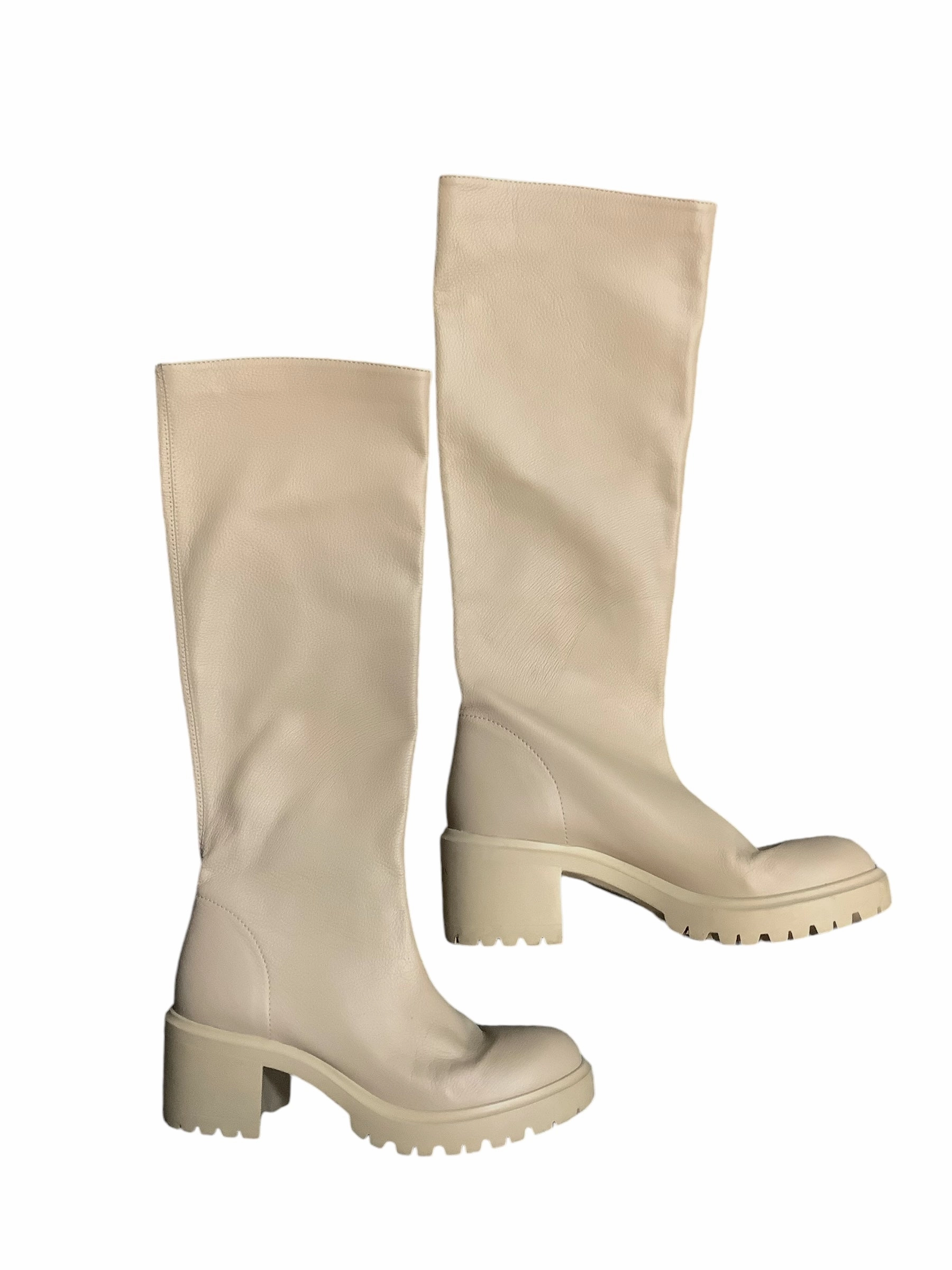 Boots Knee Heels By Aquazzura In Cream, Size: 6 Smart Look