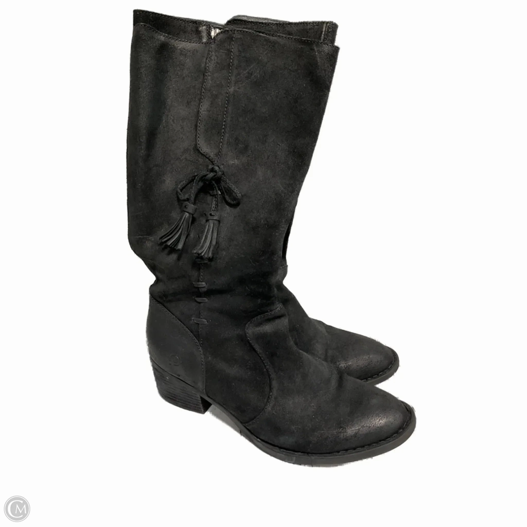 Boots Knee Heels By Born In Black, Size: 9.5 Reliable Grip Low Profile All Day Worker