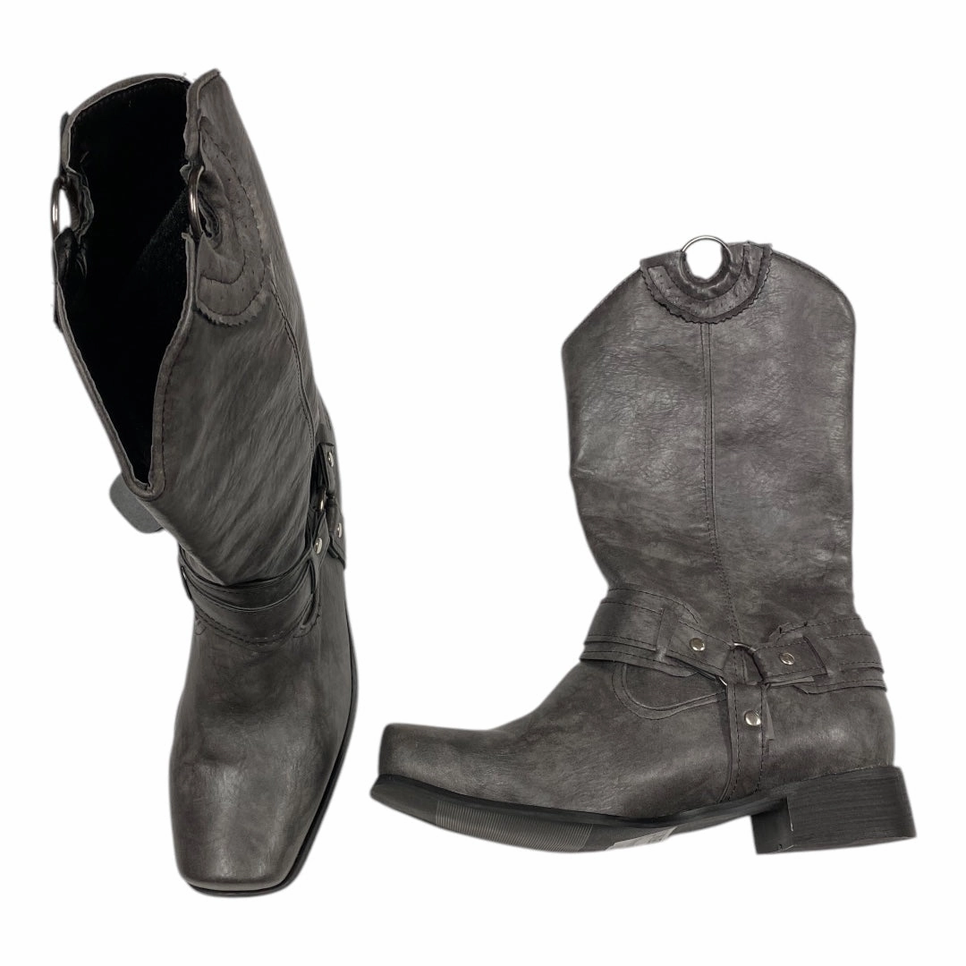 Boots Knee Heels By Clothes Mentor In Grey, Size:9.5 Clean Lines