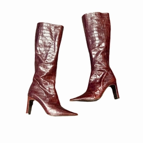 Boots Knee Heels By Colin Stuart In Snakeskin Print, Size: 5 Long Hour Insulated Urban Commute