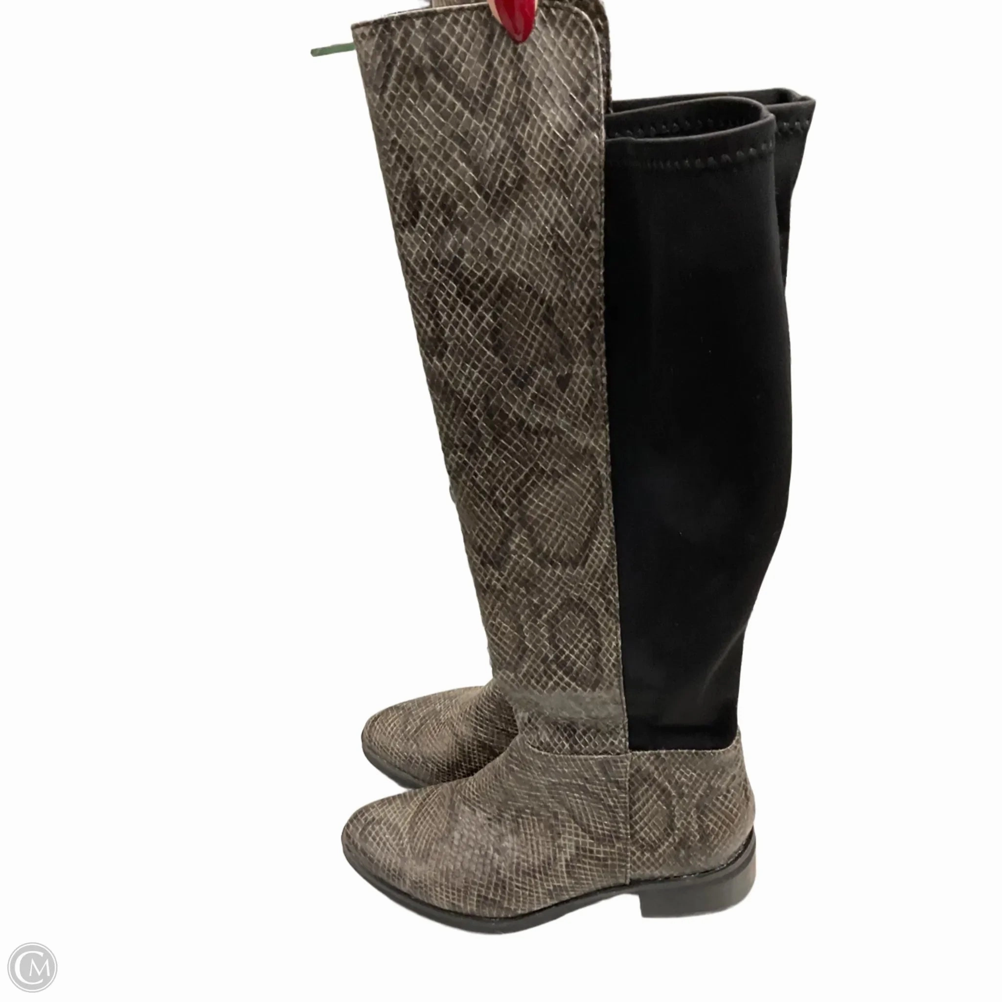 Anti Slip Boots Knee Heels By Corkys In Snakeskin Print, Size: 7