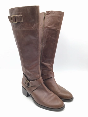 All Weather Rural Traveler Stain Resistant Finish Boots Knee Heels By Dkny City In Brown, Size: 9.5