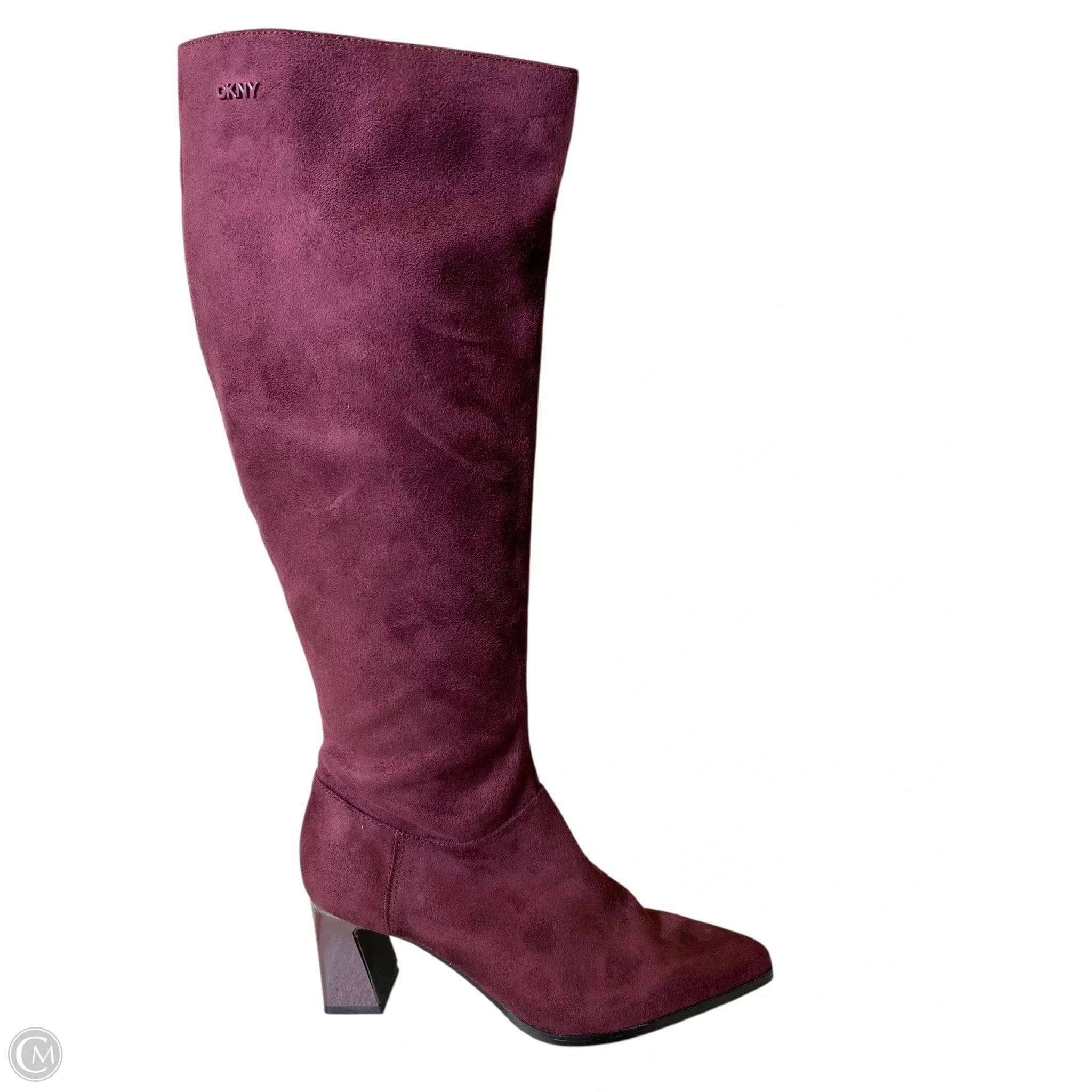 Zip Up Style Boots Knee Heels By Dkny In Maroon, Size: 6.5